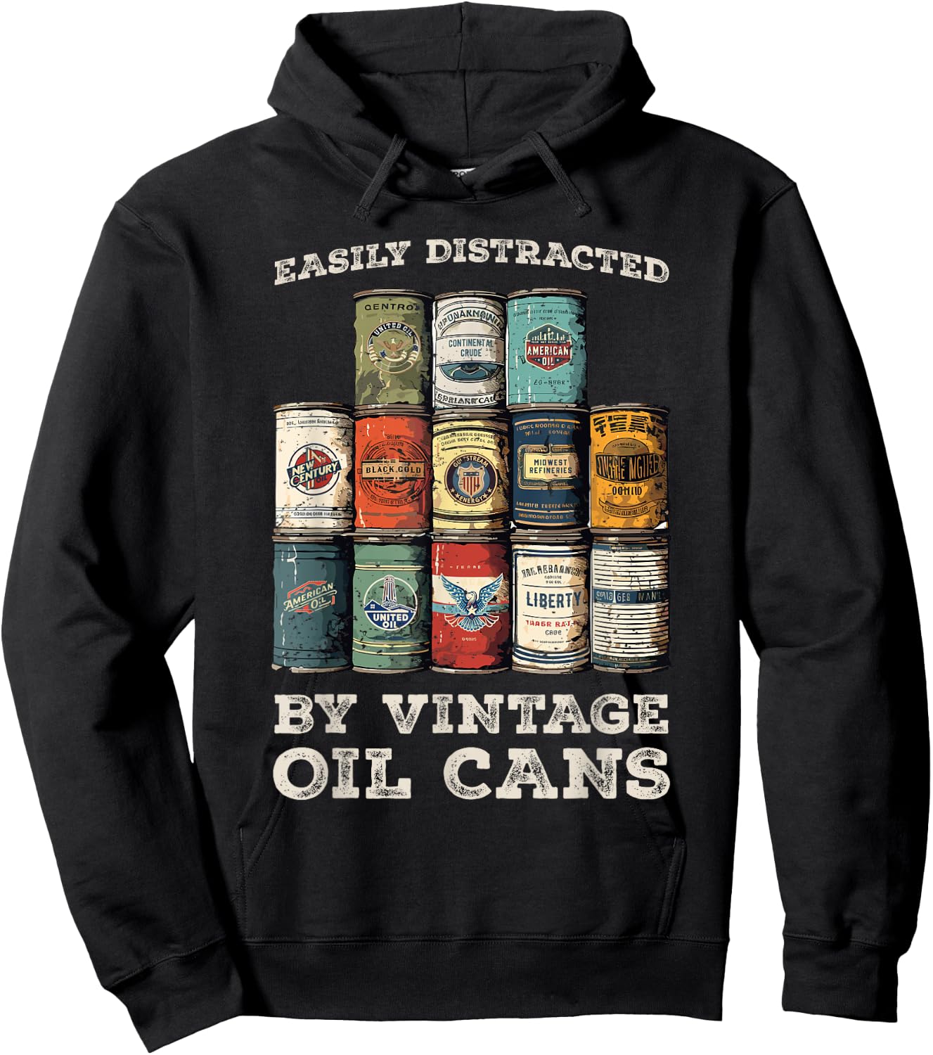 Vintage Oil Can Petroliana Classic Auto Repair Hoodie - Hoodie | Black