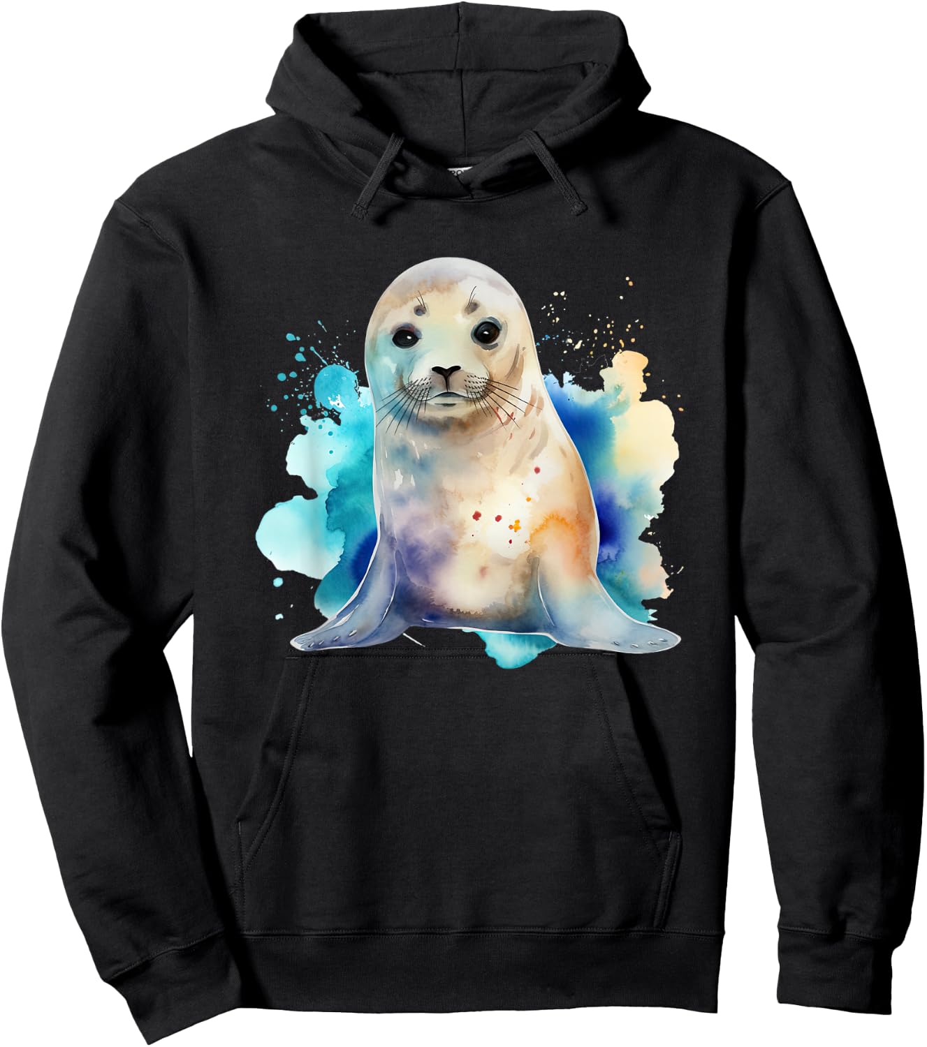Seal Watercolor Sea Lion Hoodie - Hoodie | Black