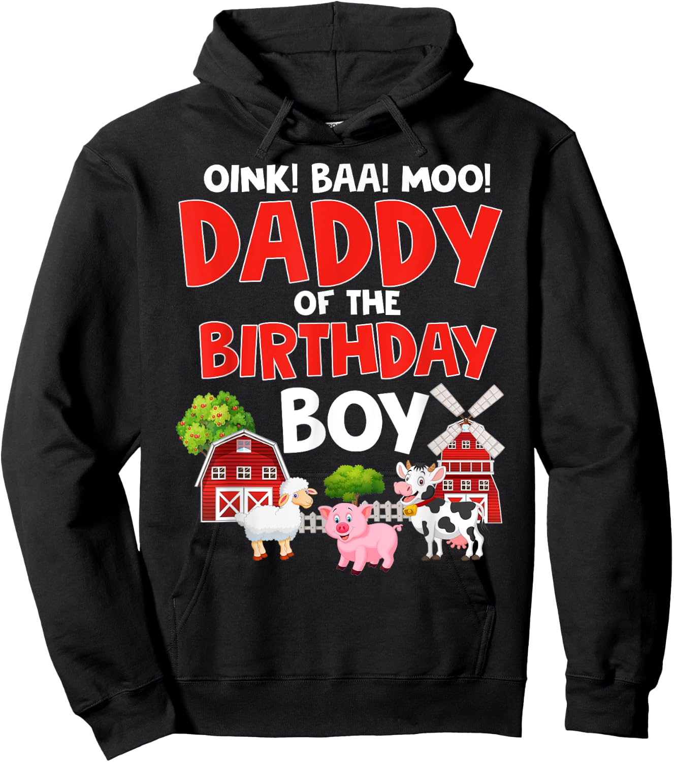 Daddy of The Birthday Boy Shirt Farm Animals Tractor Party Hoodie - Hoodie | Black