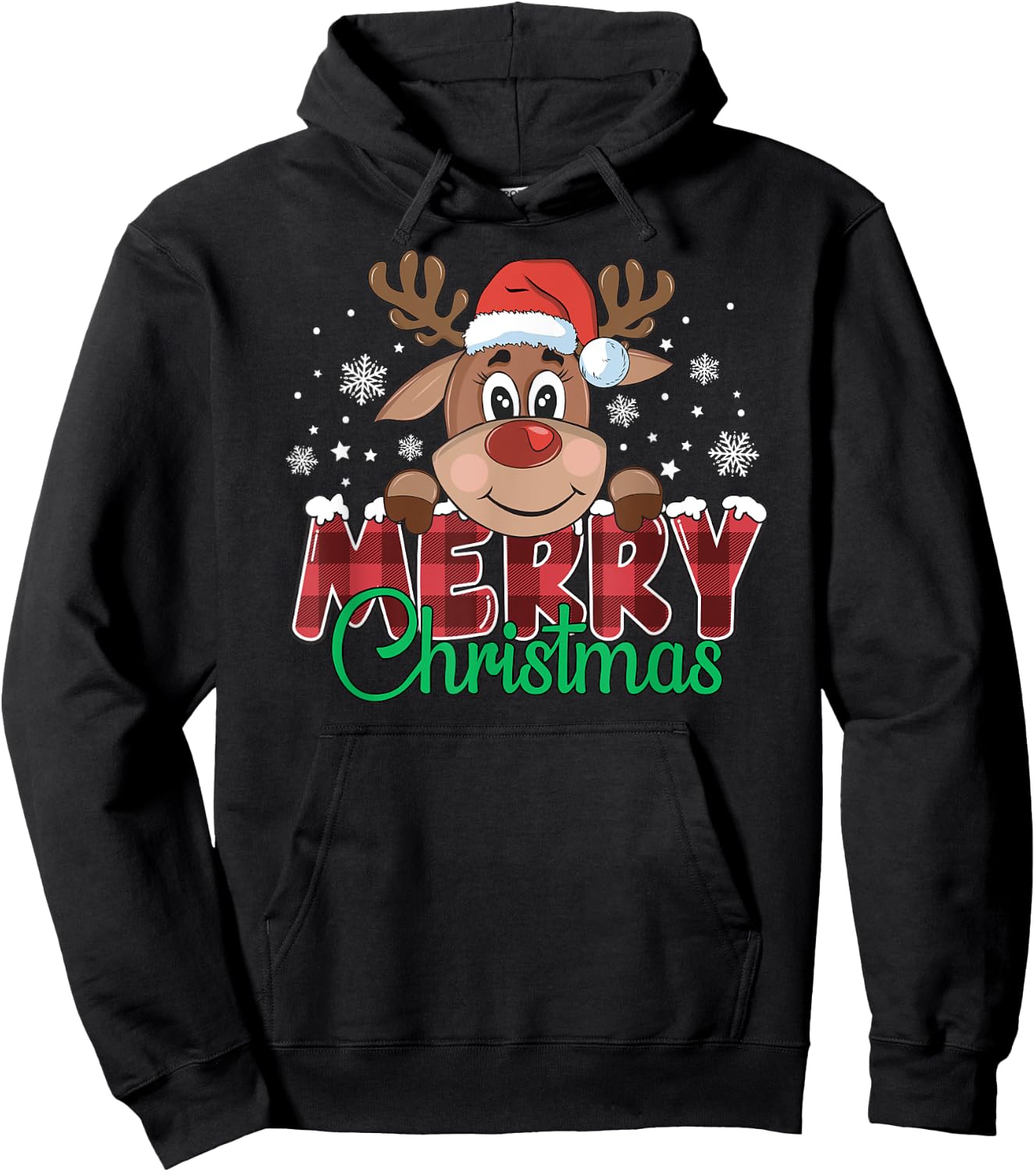 Merry Christmas Reindeer Xmas Family Men Women Hoodie - Hoodie | Black