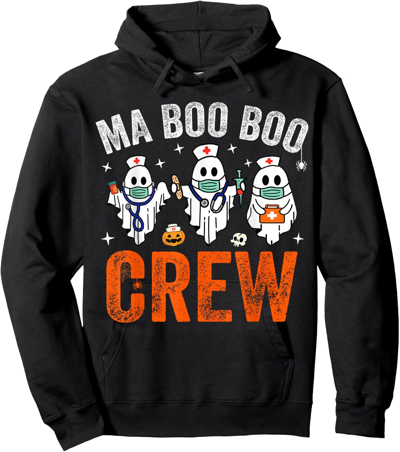 Medical Assistant Crew Funny Halloween MA RN Ghost Costume Hoodie - Hoodie | Black