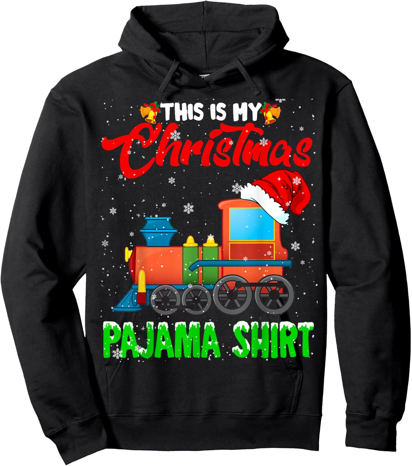 Christmas Pajama Funny Santa Train Farmer Kids Christmas Hoodie - Hoodie | Black