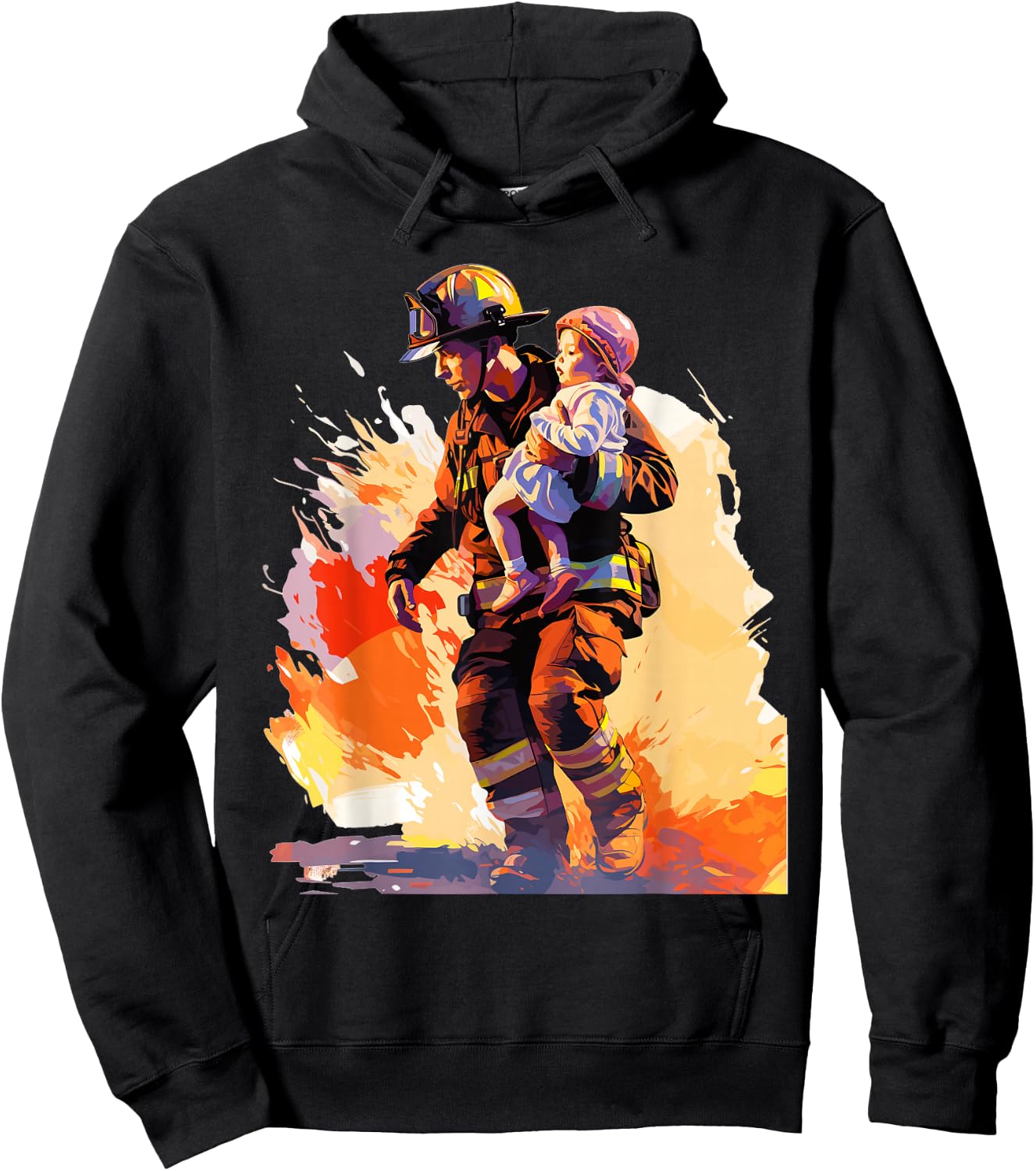 Firefighter Saving A Child - Firefighter & Fireman Hoodie - Hoodie | Black