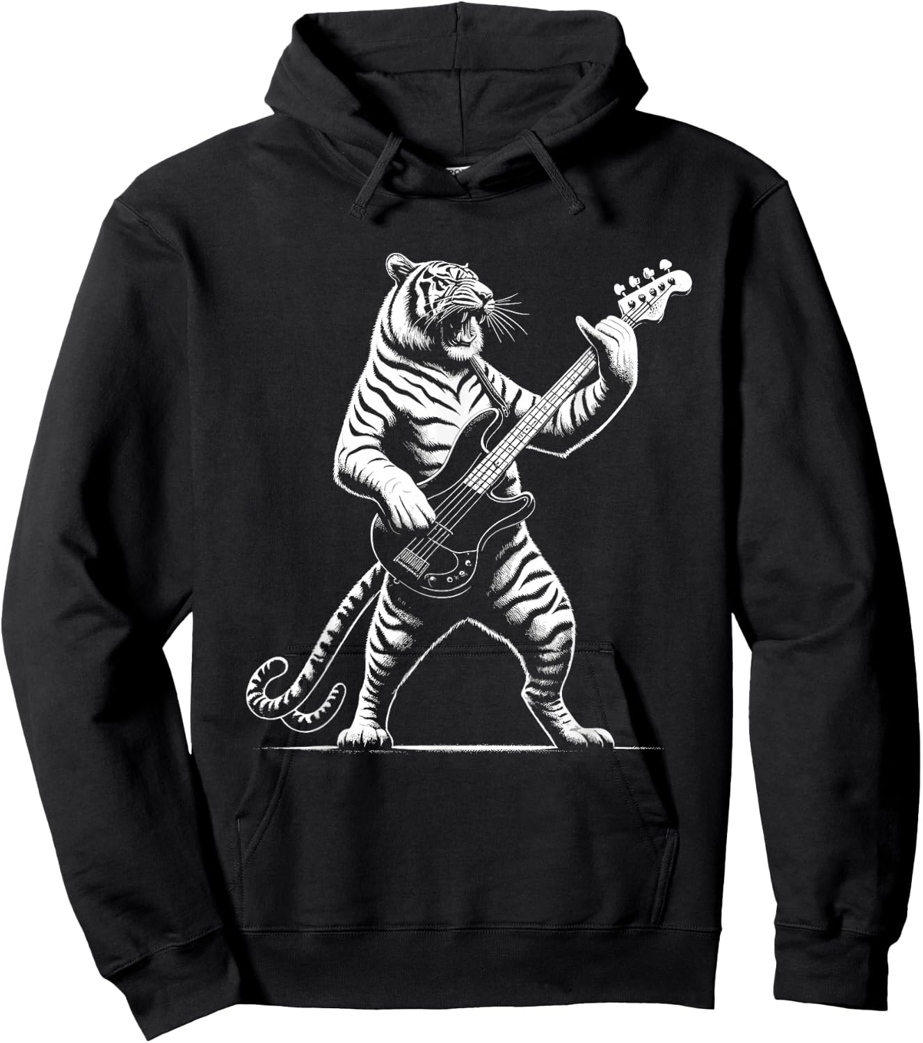 Rock n Roll Tiger Playing Guitar Funny Tiger Hoodie - Hoodie | Black