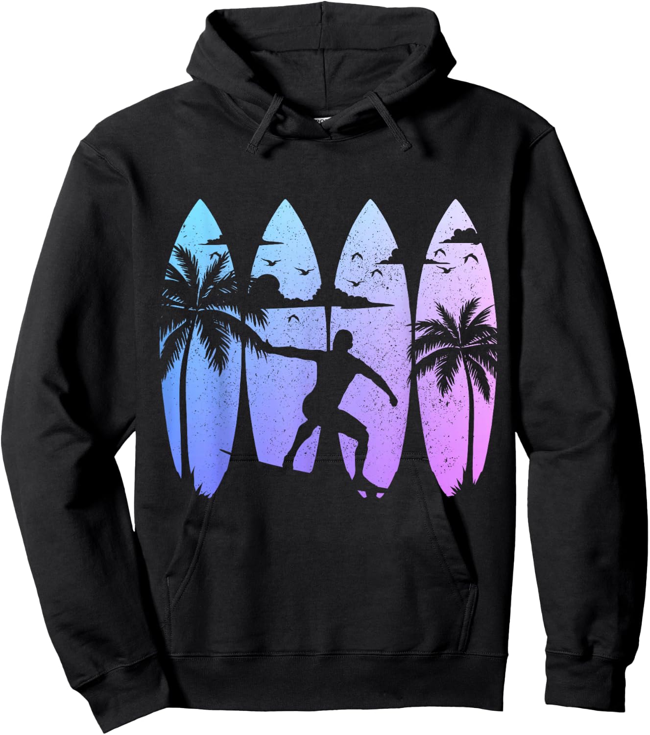 Surfer Surfboard Vintage Surfing Beach Summer Surf Hoodie - Hoodie | Black