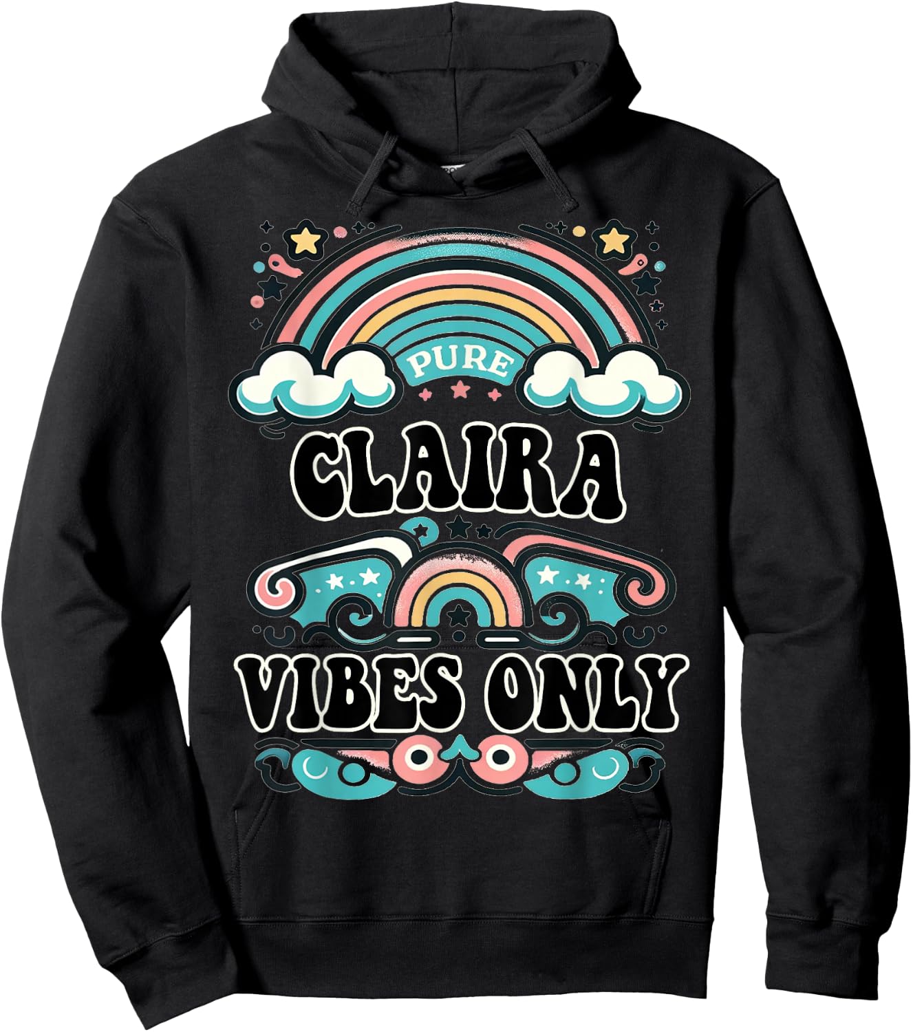 CLAIRA Vibes Only Cute Retro Girls CLAIRA Name Hoodie - Hoodie | Black