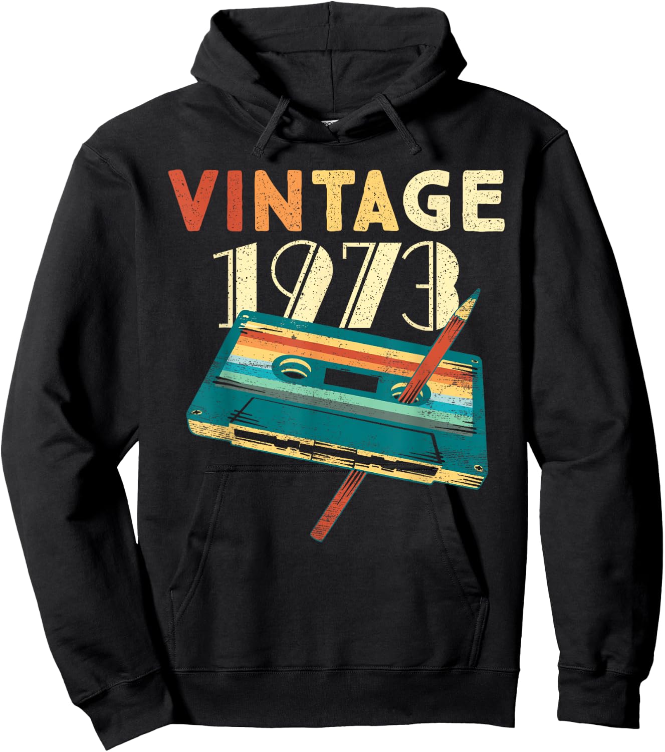 Vintage 1973 Music Cassette 52nd Birthday Gifts 52 Years Old Hoodie - Hoodie | Black