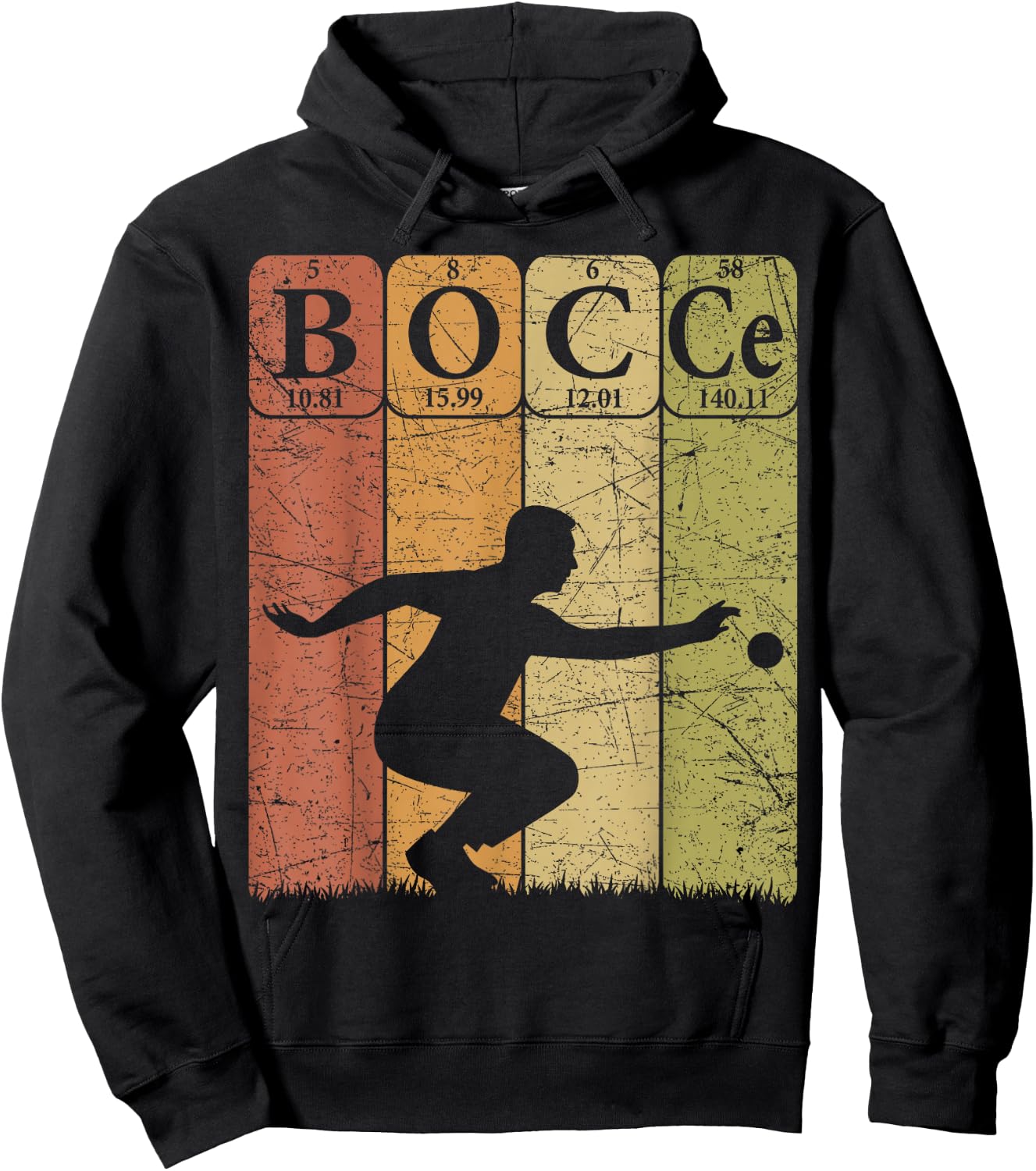 Bocce Periodic Table Elements Bocce Player Petanque Vintage Hoodie - Hoodie | Black