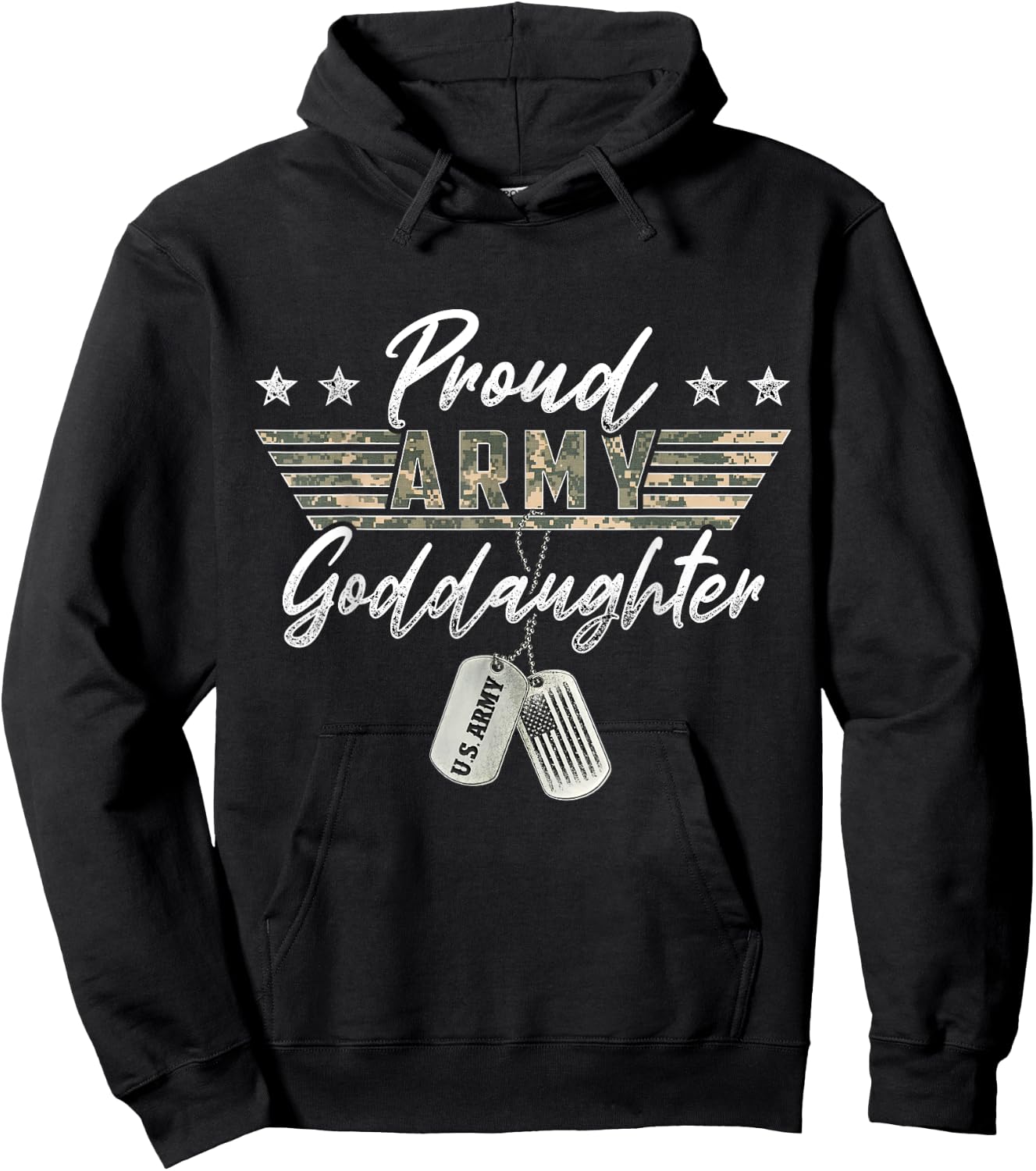 Proud Army Goddaughter American Veteran Military Hoodie - Hoodie | Black