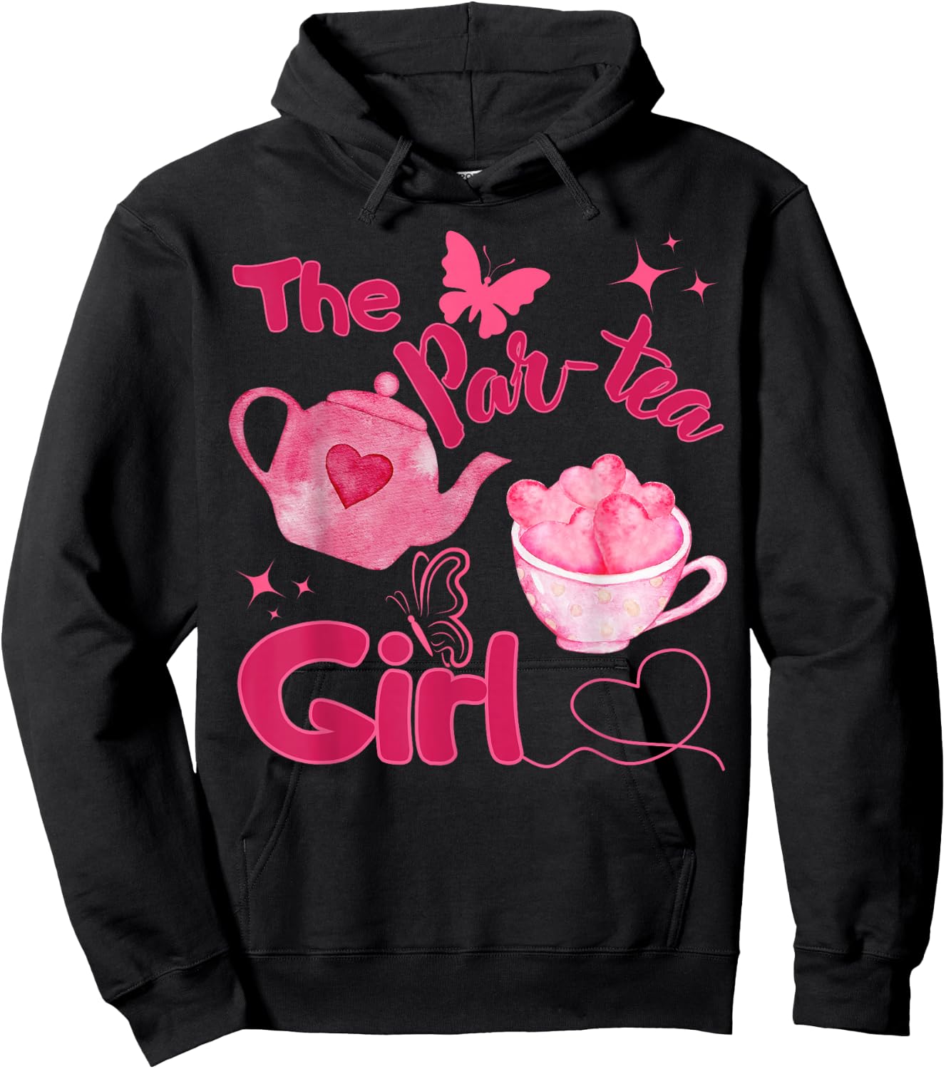 Par-tea Girl 2nd Birthday Teapot Tea for Two Bday Party Hoodie - Hoodie | Black