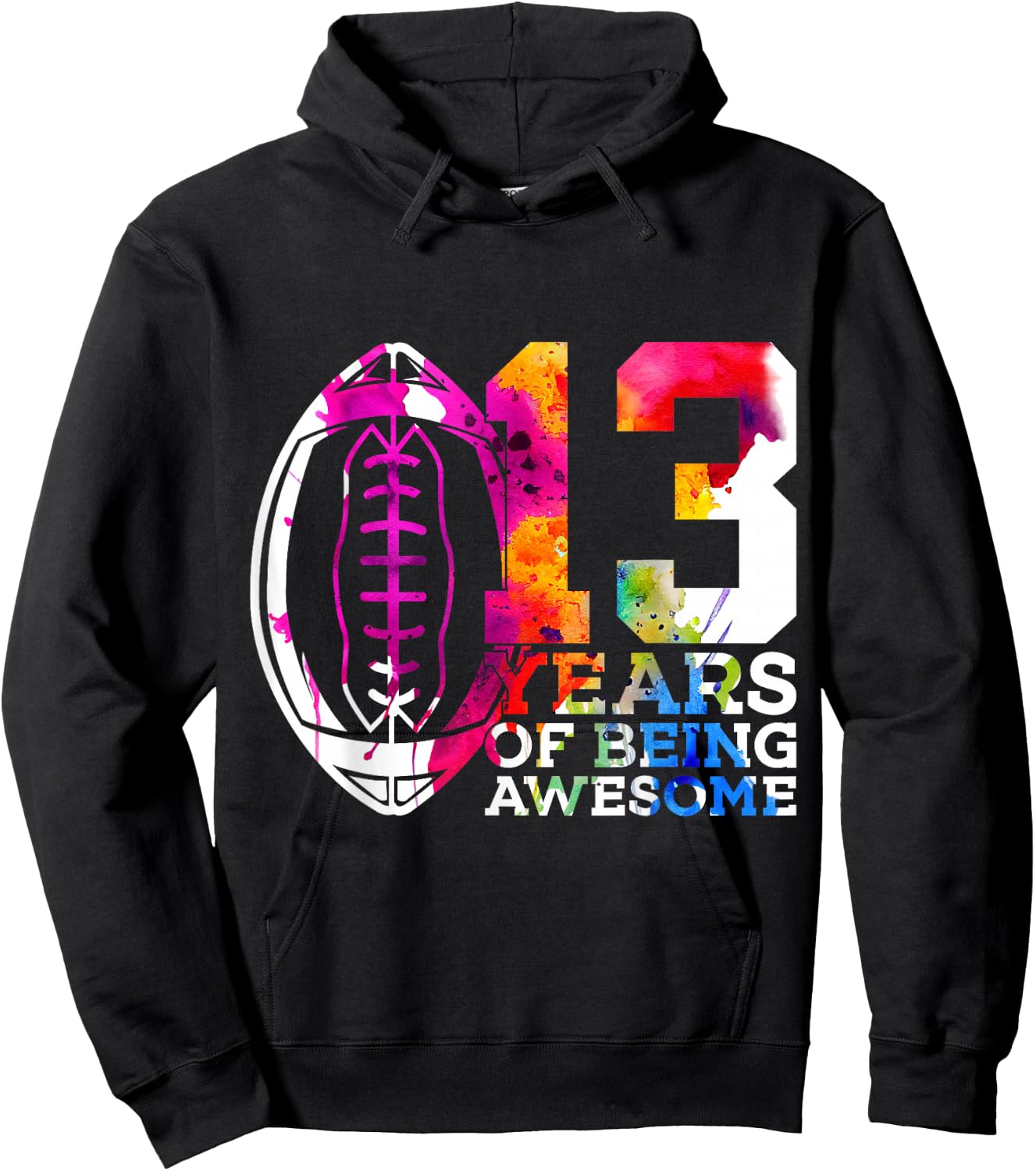 13 Years of Being Awesome Football 13th Birthday Hoodie - Hoodie | Black