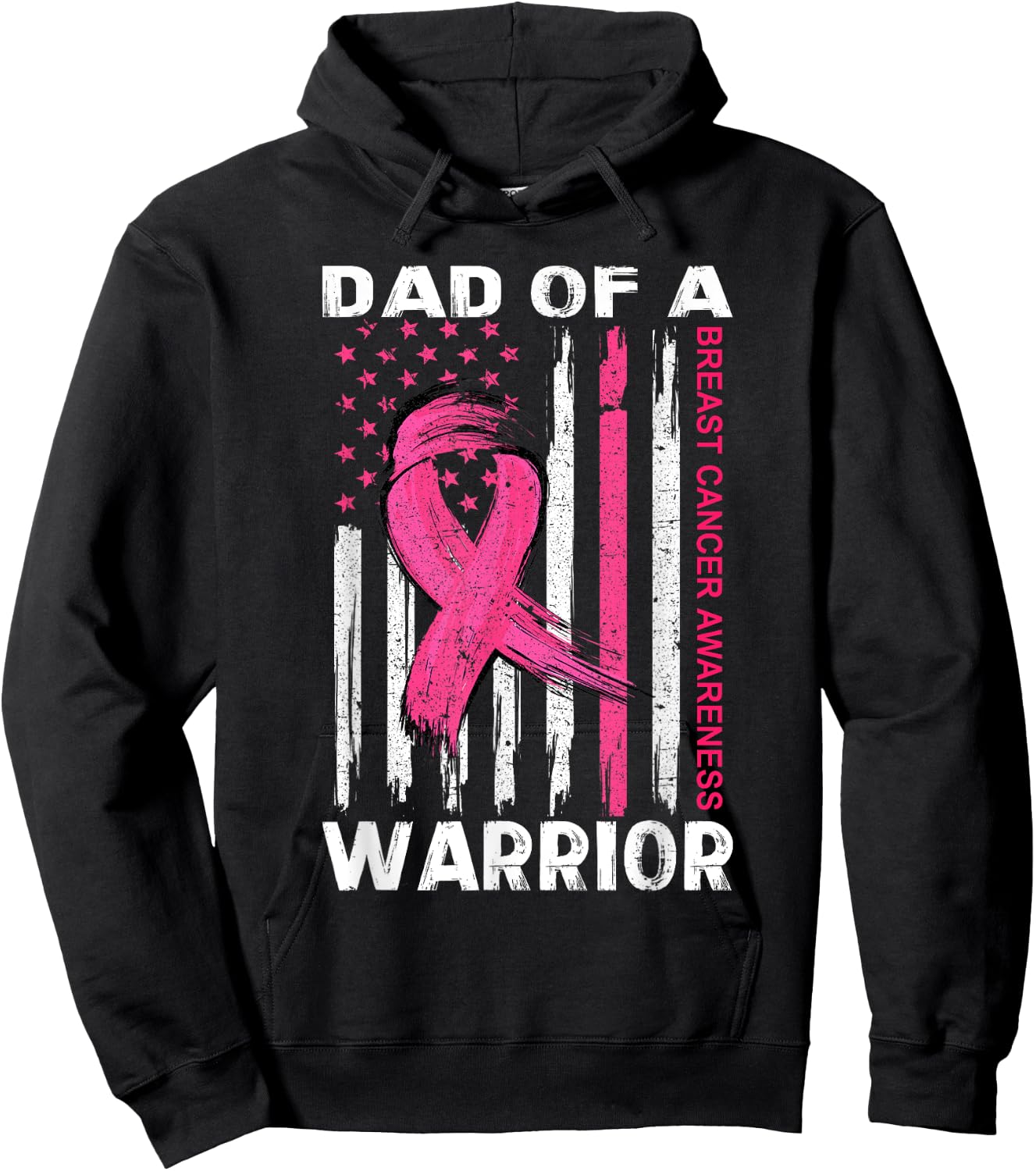 Dad Of A Warrior Breast Cancer Awareness Month Support Squad Hoodie - Hoodie | Black
