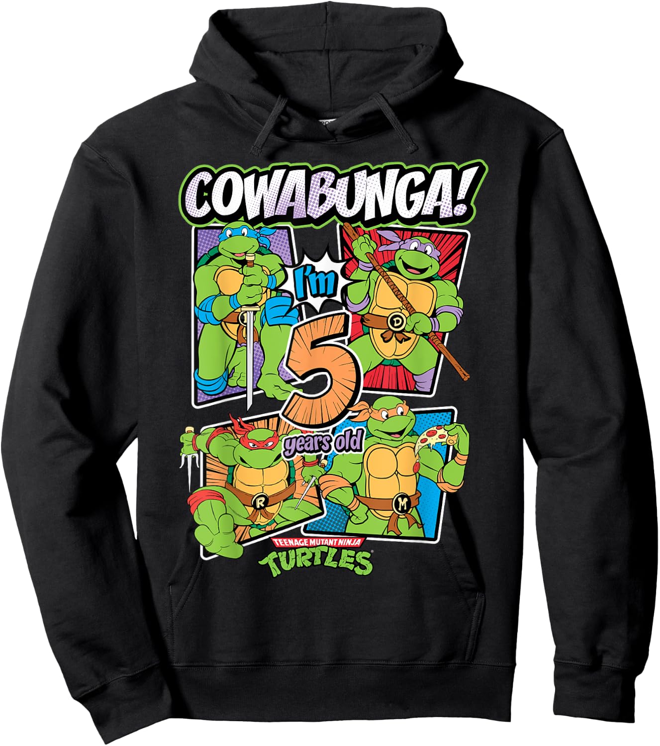 Mademark x Teenage Mutant Ninja Turtles - Cowabunga I'm 5 Years Old Teenage Mutant Ninja Turtles Hoodie - Hoodie | Black
