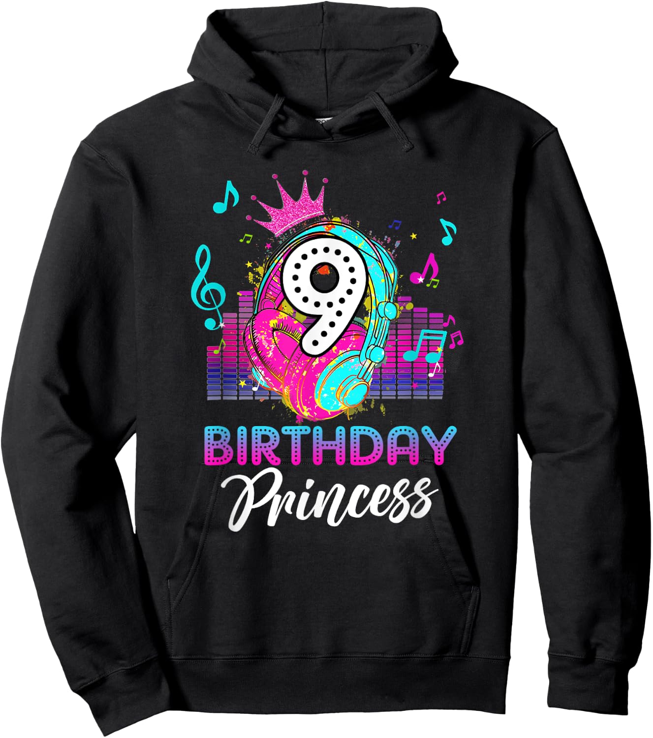 Musical Theme 9th Birthday Shirt Girls Princess Born 2014 Hoodie - Hoodie | Black