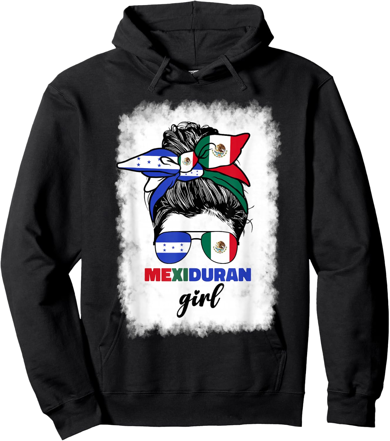 Half Mexican And Honduran Mexico Honduras Flag Girl Hoodie - Hoodie | Black