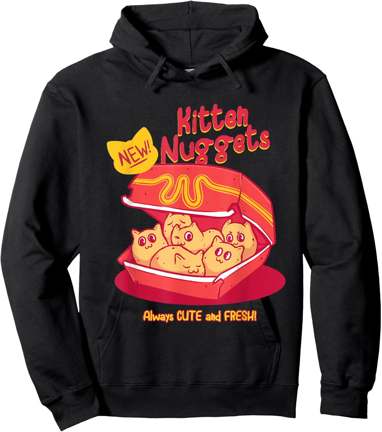 Kitten Nuggets Shirt Cat Chicken Nuggets Fast Food Lover Hoodie - Hoodie | Black