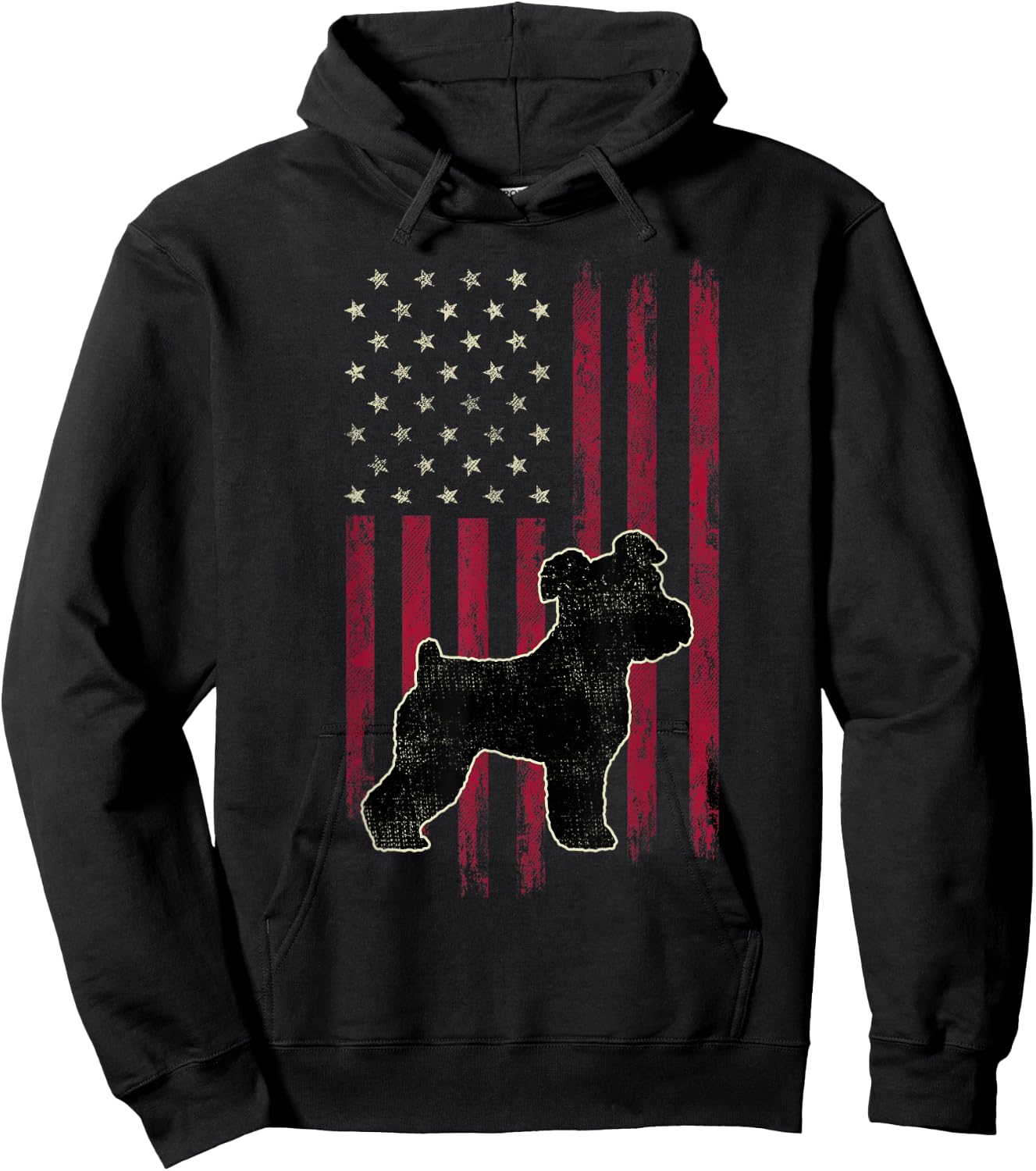 Miniature Schnauzer Dog Lovers American Flag 4th Of July Kids Men Hoodie - Hoodie | Black