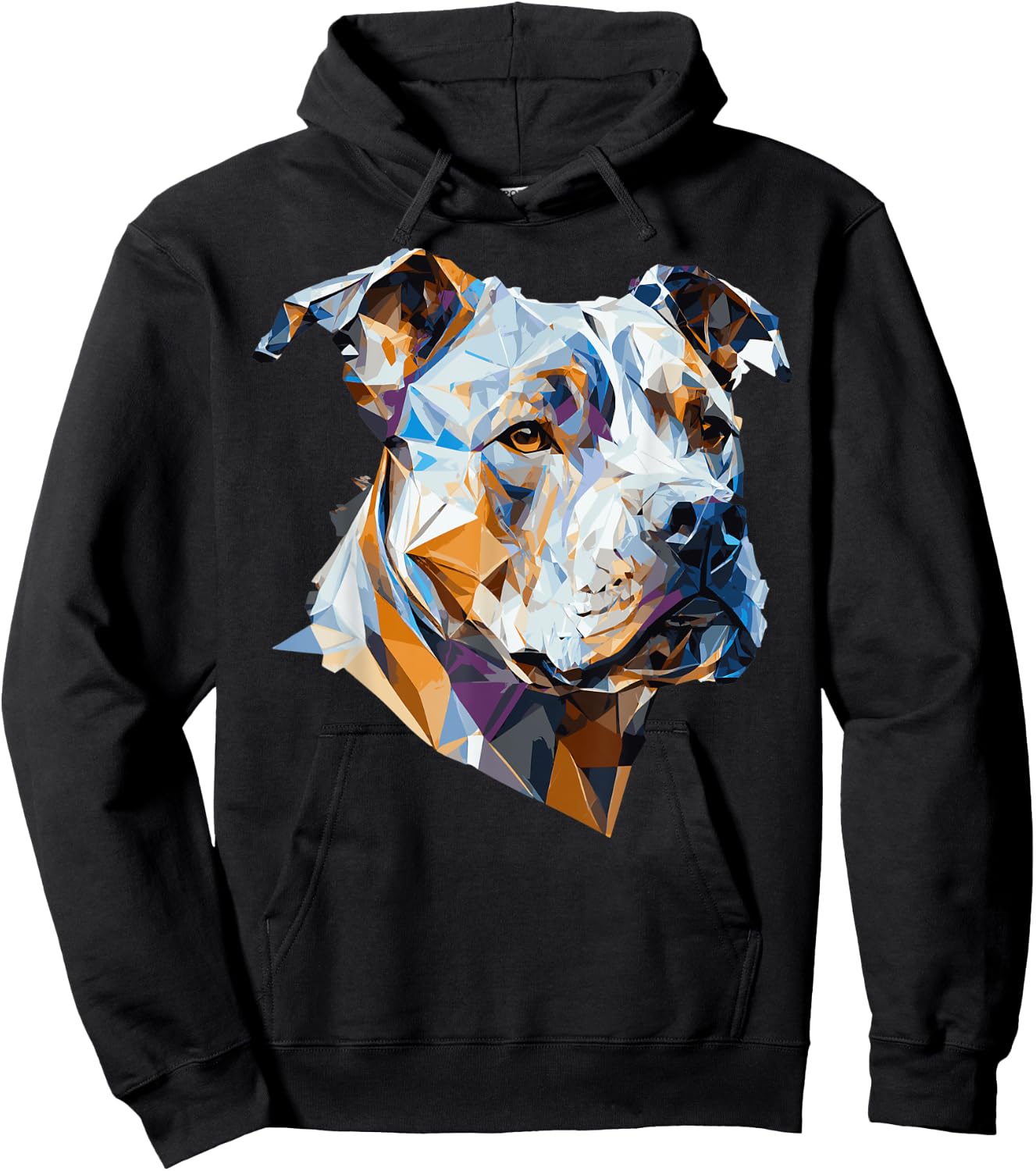 Geometric Pitbull Pet Dog Abstract Polygonal Dog Breed Hoodie - Hoodie | Black