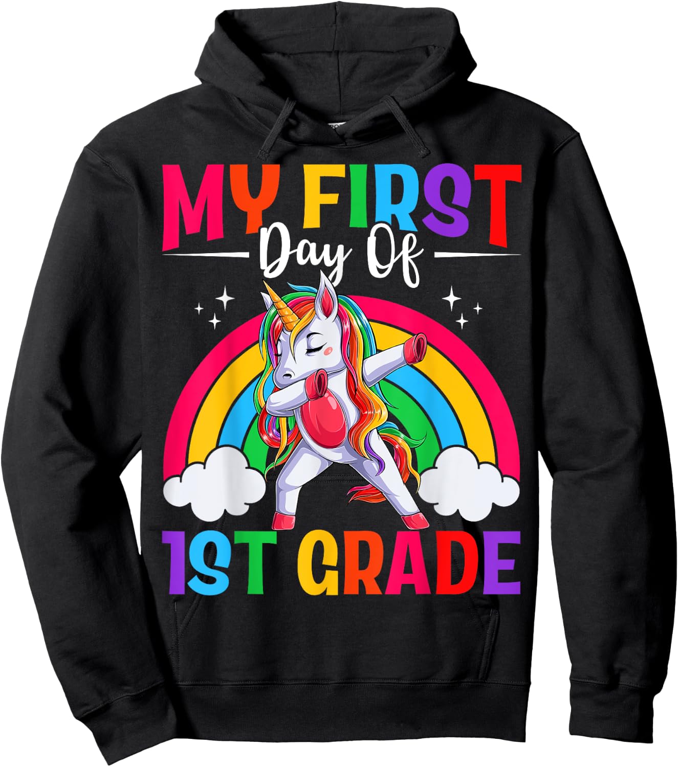 My First Day Of 1st Grade Unicorn First Grade Team Girls Hoodie - Hoodie | Black