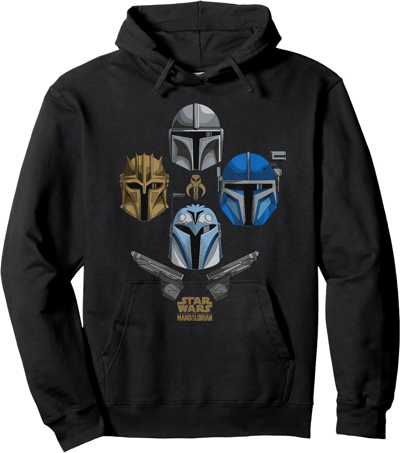 Star Wars: The Mandalorian Bounty Hunter Color Pop Line Up Hoodie - Hoodie | Black