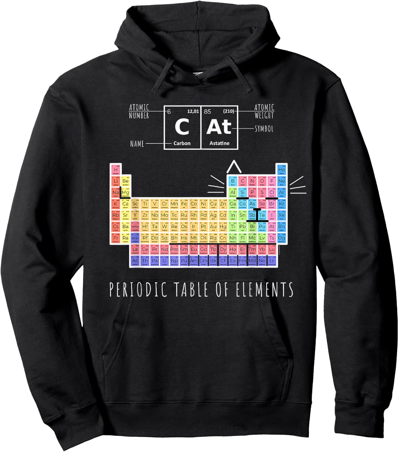 Chemistry Cat, Periodic Table Of Elements Hoodie - Hoodie | Black