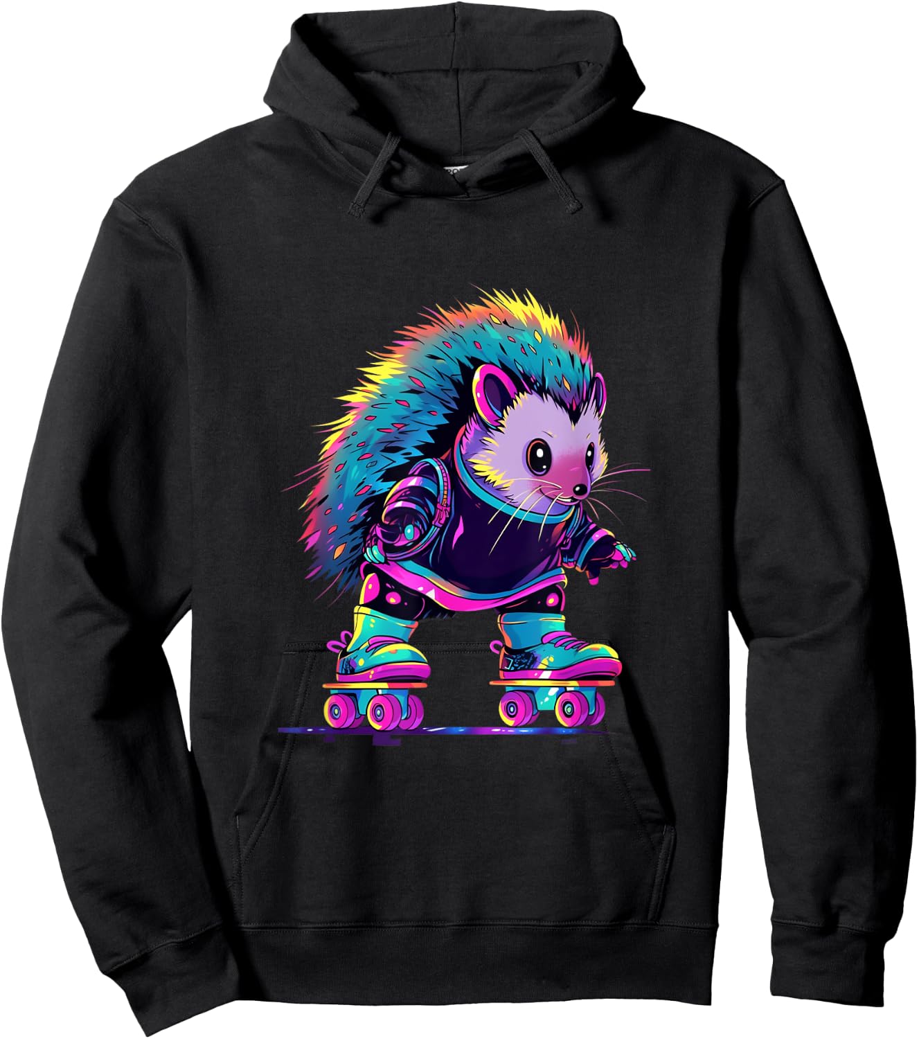 Roller Skating Funny Hedgehog Skater Roller Skates Hoodie - Hoodie | Black