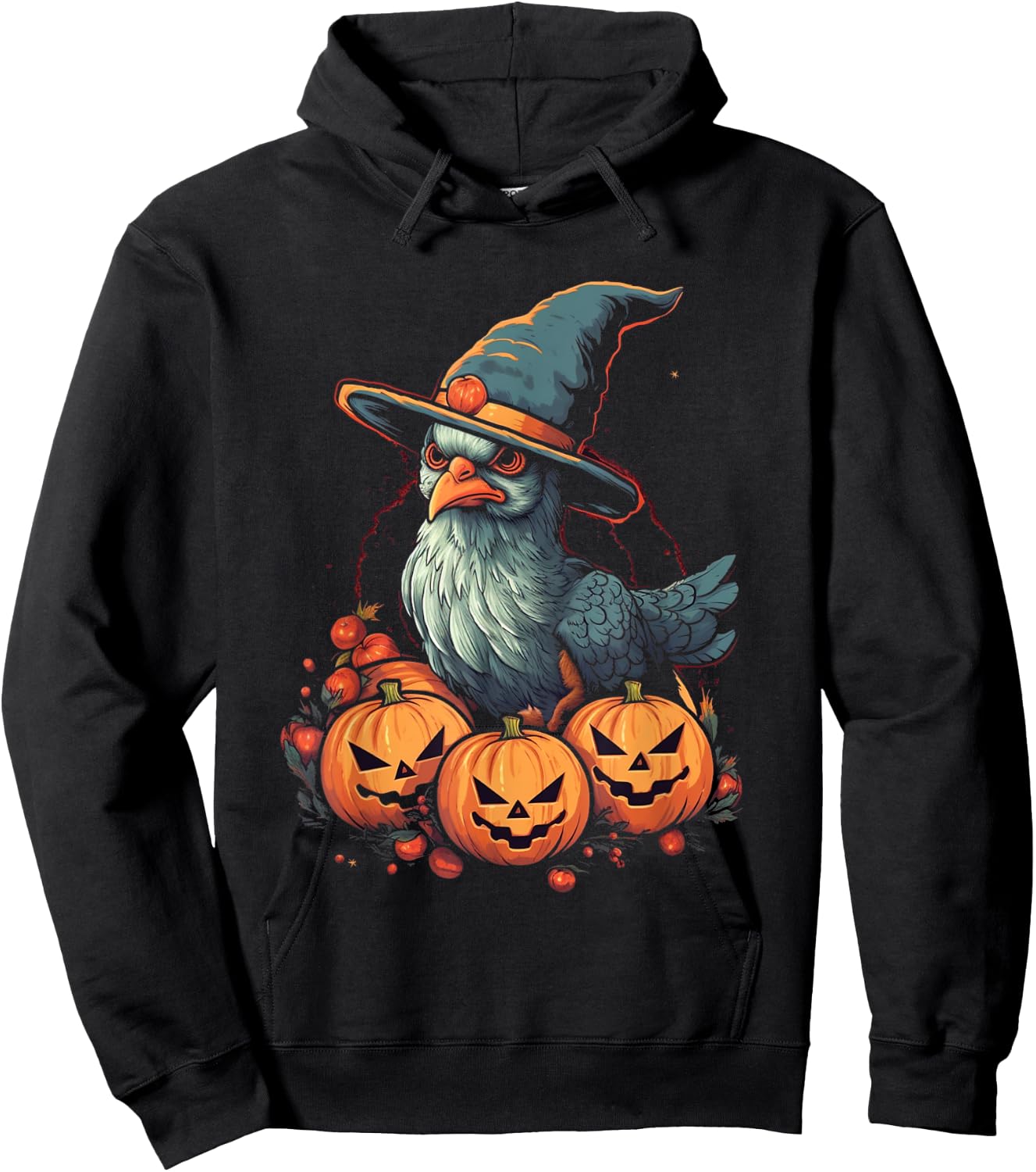 Chicken Witch Halloween Costume Farm Animal Pumpkin Farmer Hoodie - Hoodie | Black