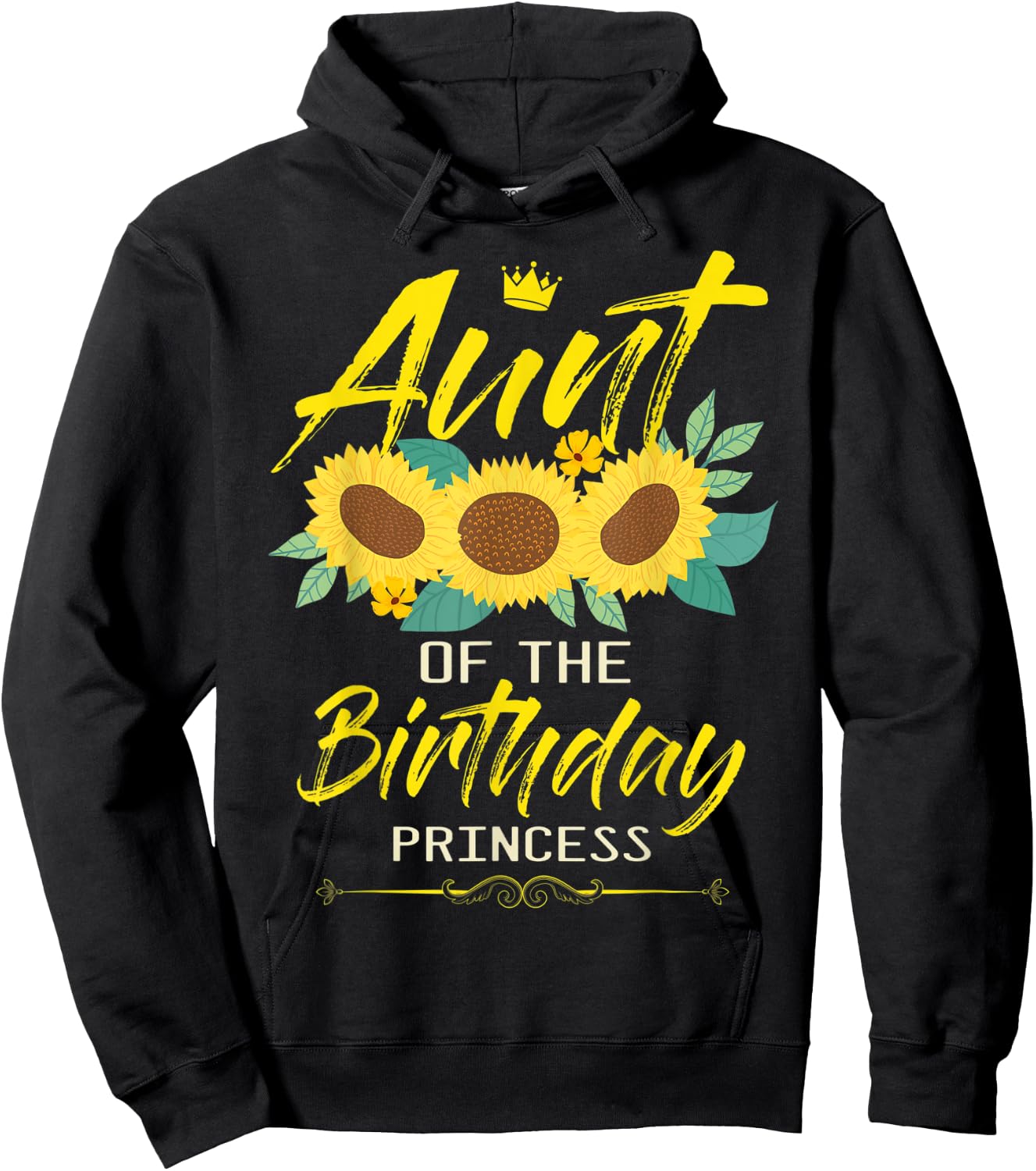 Aunt Of The Birthday Girl Sunflower Matching Family B-Day Hoodie - Hoodie | Black