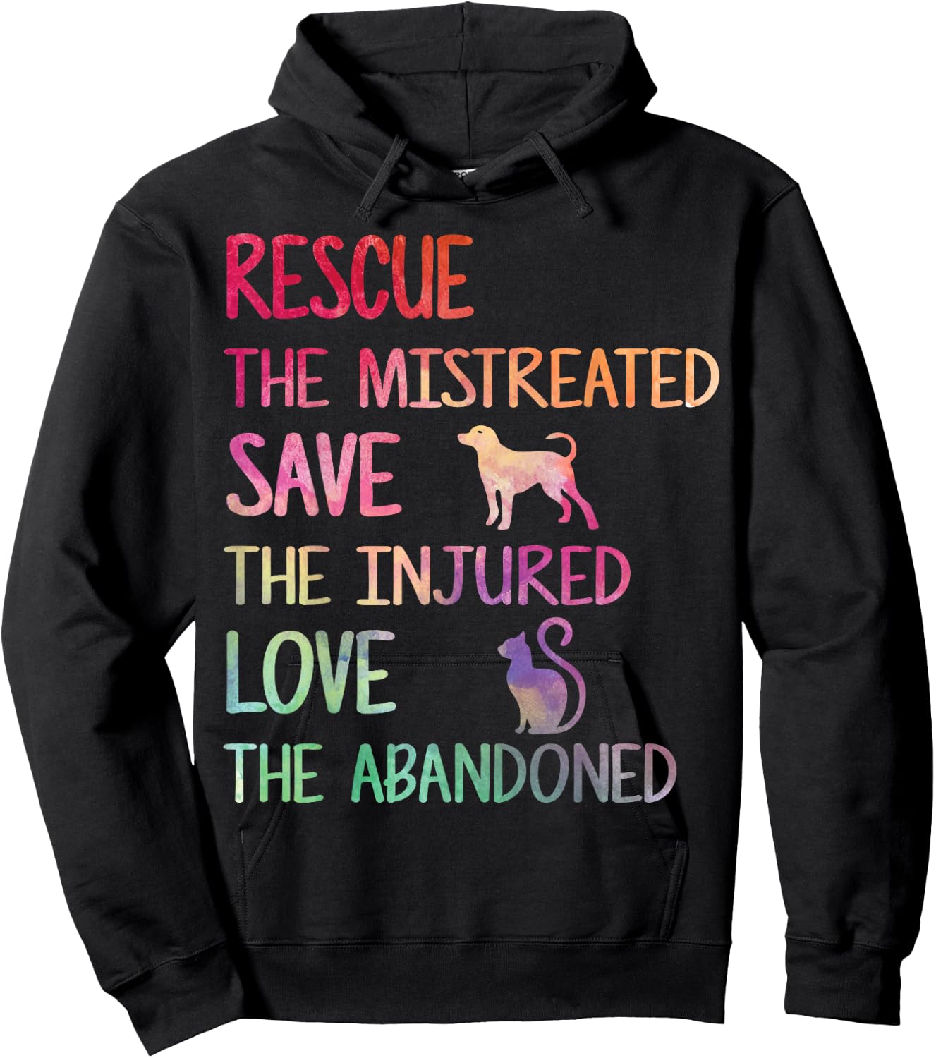 Rescue Save Love PET Animal Shelter Volunteer Gifts Sleeve Hoodie - Hoodie | Black
