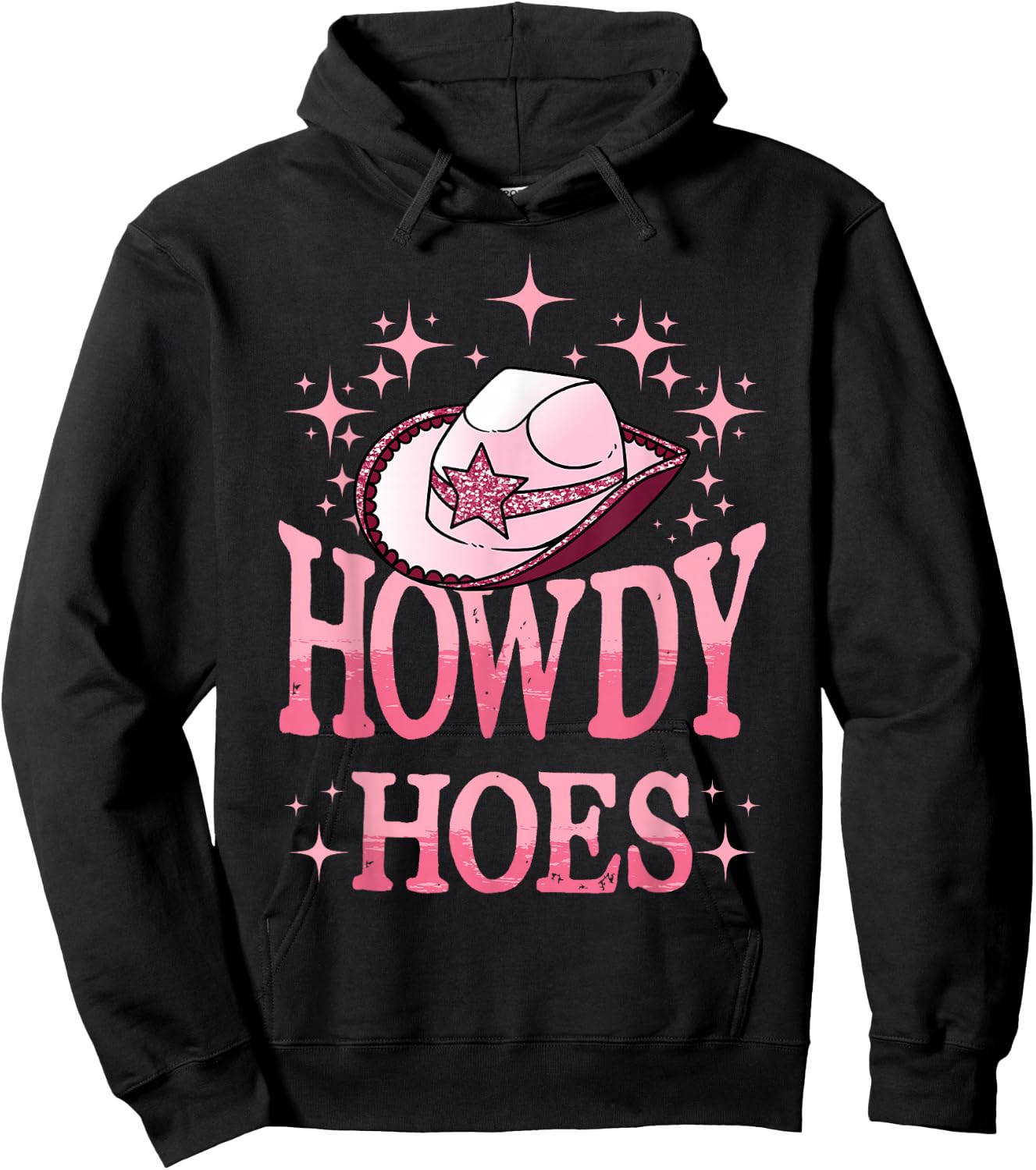Western Cowgirl Howdy Hoes Rodeo Pink Cowboy Hat Western Country Hoodie - Hoodie | Black