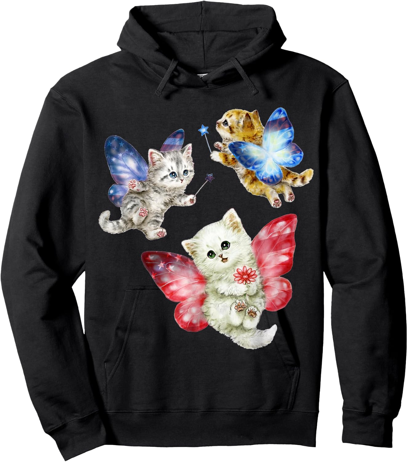 Cat Fly Like A Butterfly Women Girls Kids Hoodie - Hoodie | Black