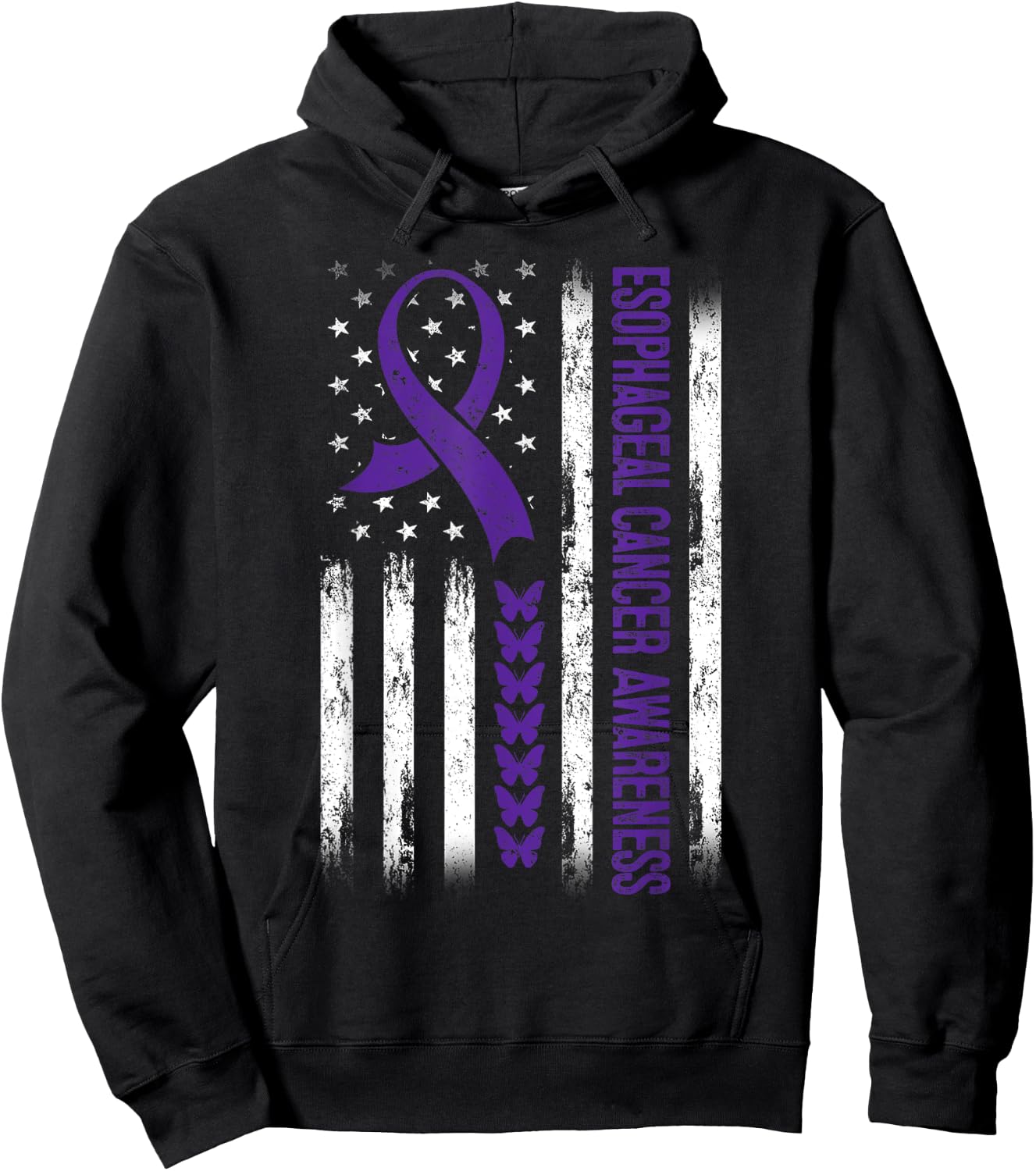 Esophageal cancer Awareness American Flag Kids Men Hoodie - Hoodie | Black