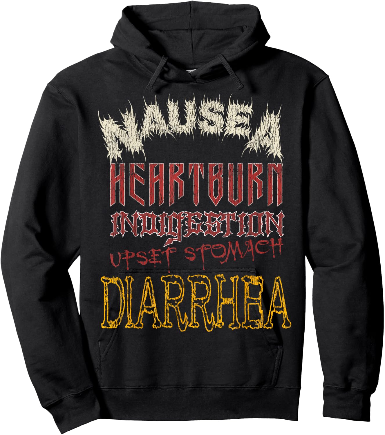 Thrash Metal Shirt, Funny Heavy Nausea Heartburn Concert Hoodie - Hoodie | Black