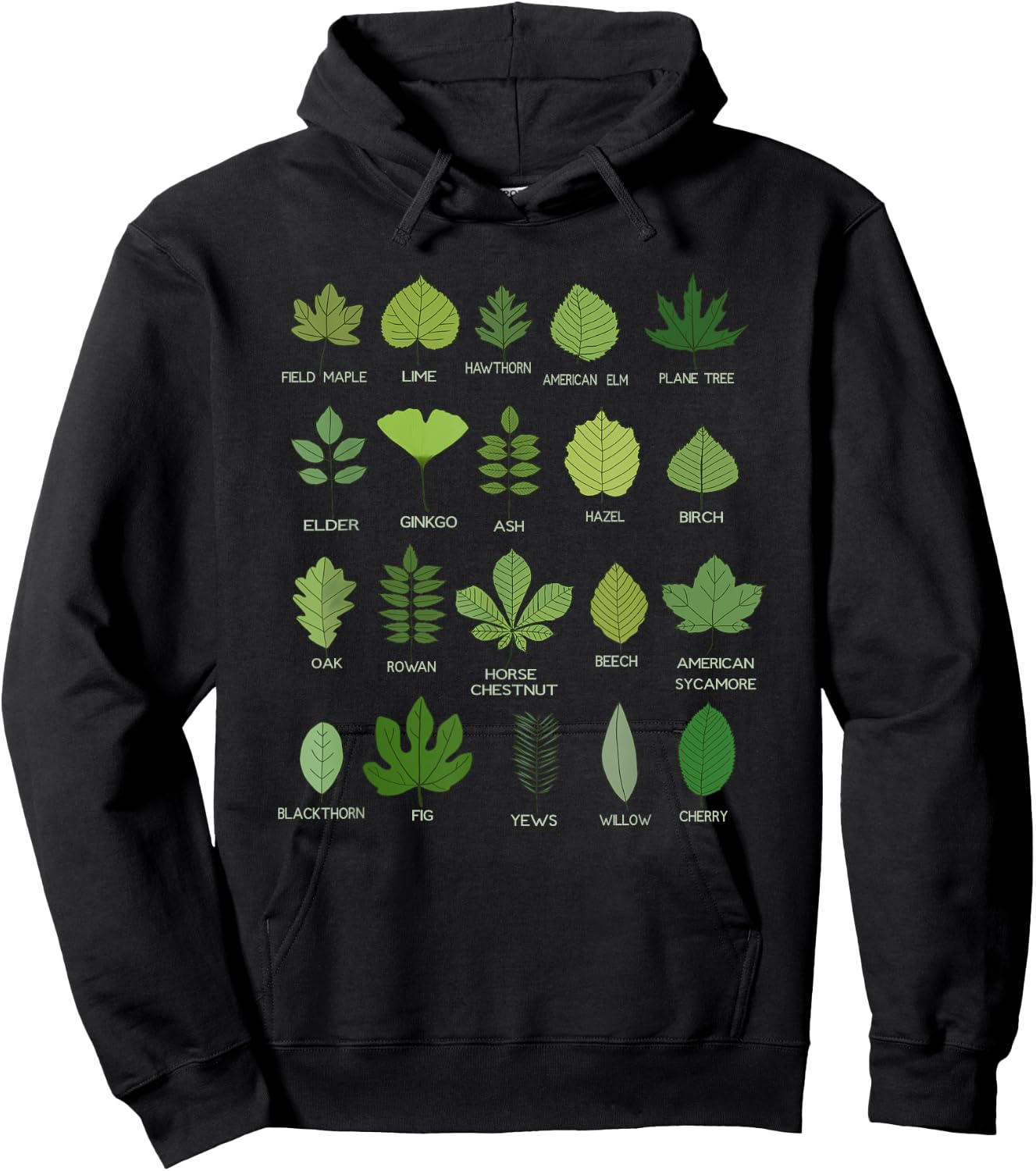 Leaf Identification Chart Hoodie - Hoodie | Black