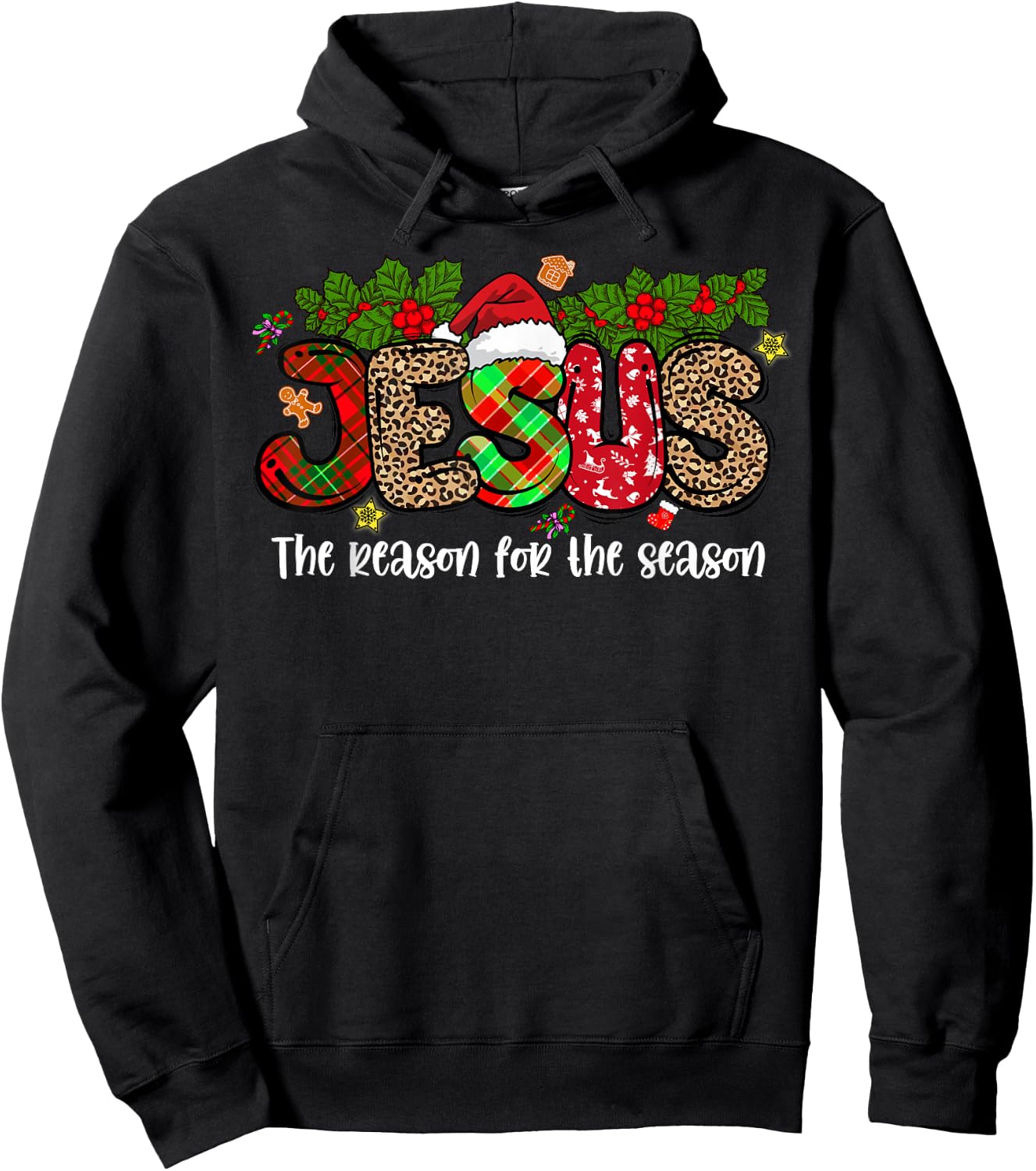 Jesus Is The Reason For The Season Christmas Pajama Hoodie - Hoodie | Black