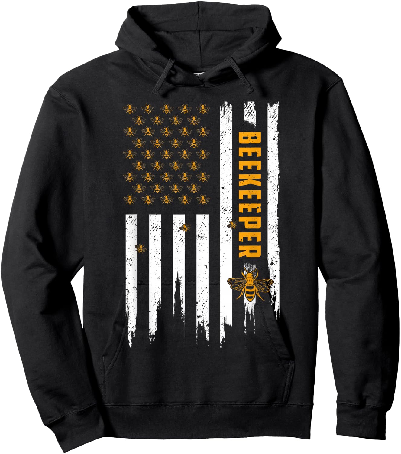 Beekeeping American Flag Honeycomb Honey Bees Beekeeper Hoodie - Hoodie | Black
