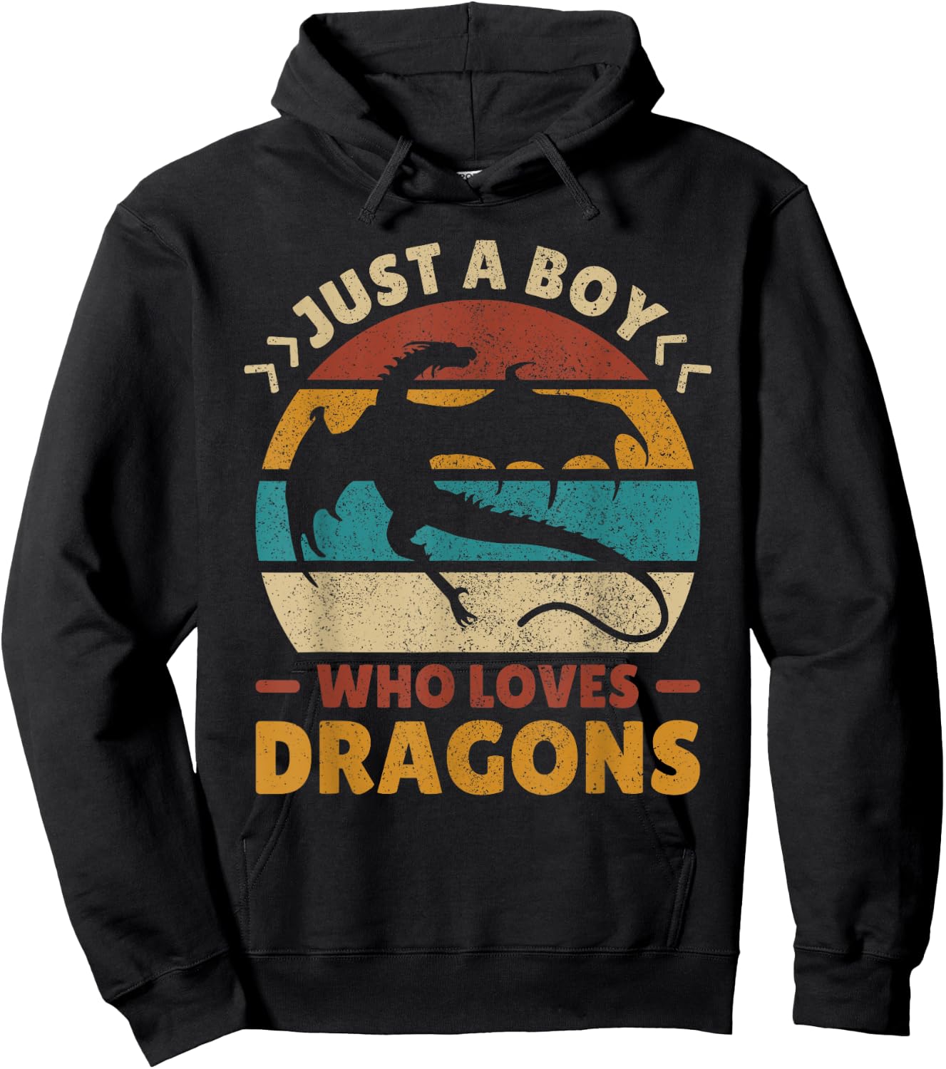 Just A Boy Who Loves Dragons Men Boys Kids Cute Retro Dragon Hoodie - Hoodie | Black