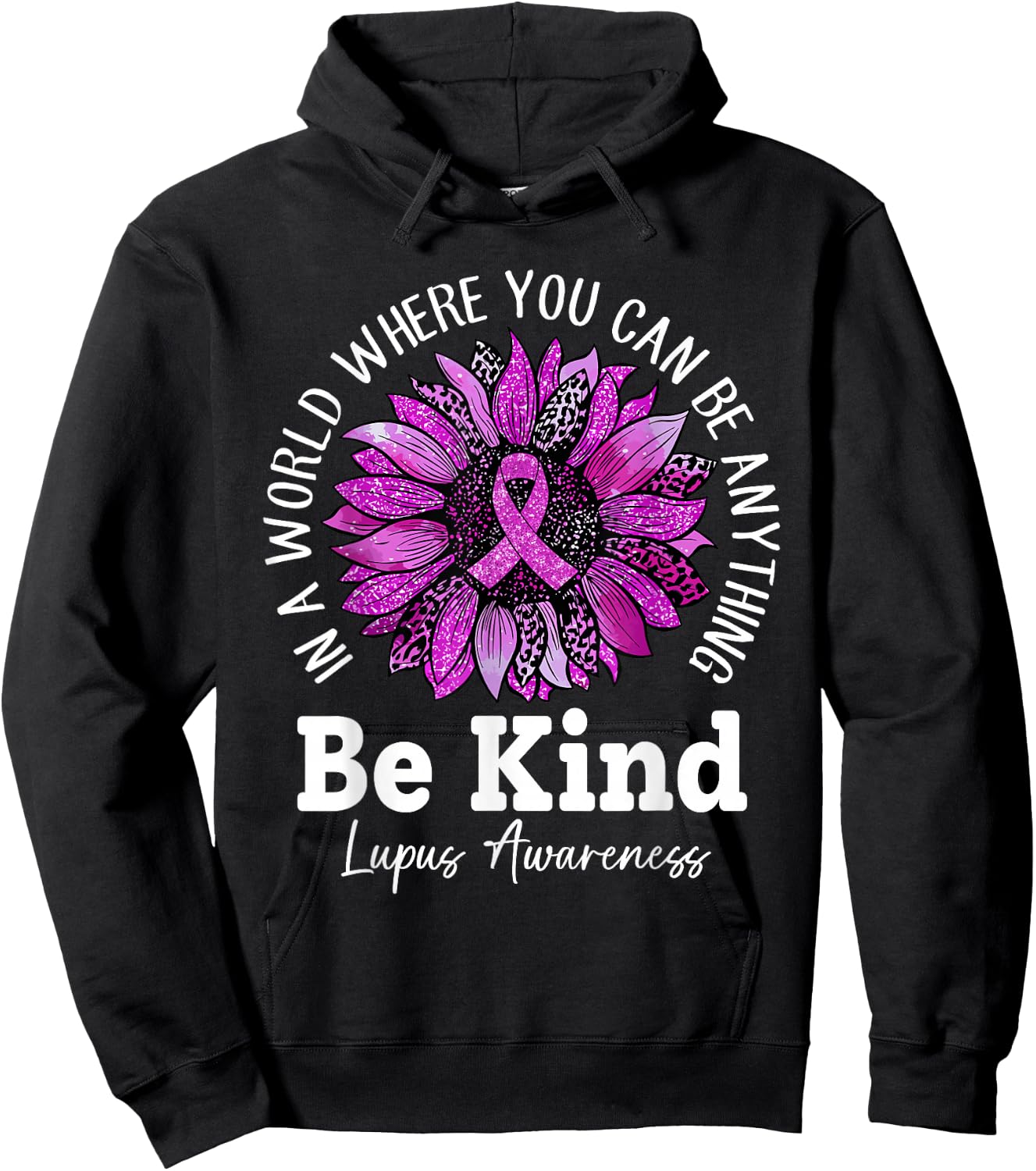 Be Kind Sunflower In May We Wear Purple For Lupus Awareness Hoodie - Hoodie | Black
