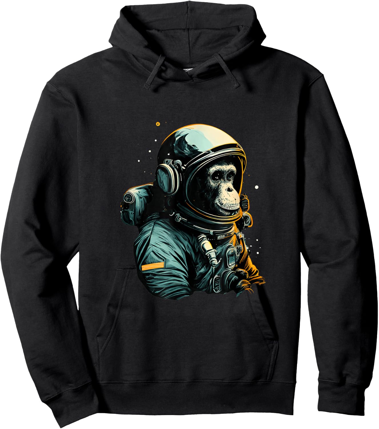 Chimpanzee Astronaut Space Travel Monkey Vintage Design Hoodie - Hoodie | Black