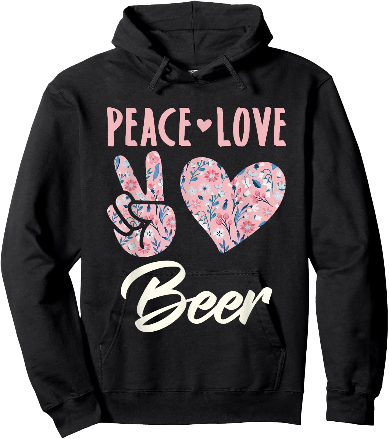 Peace Love Beer Hoodie - Hoodie | Black