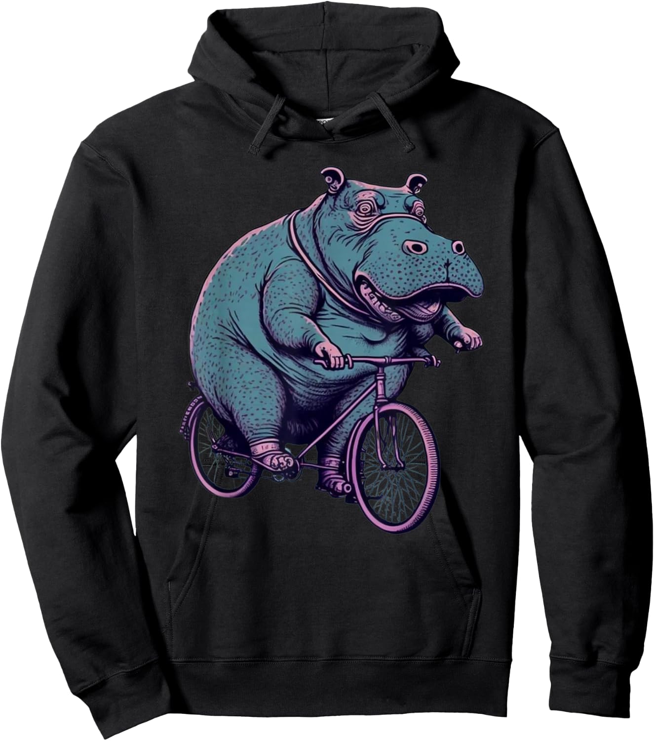 Hippo Cyclist | Hippopotamus Riding a Bike Hoodie - Hoodie | Black