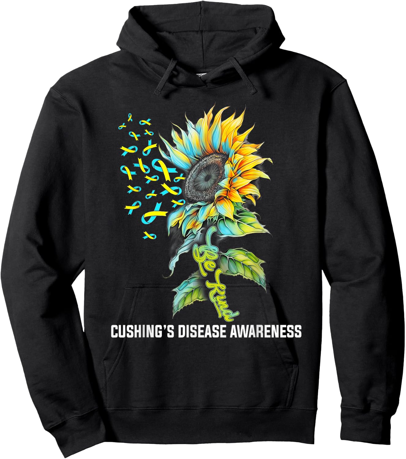 Be Kind Sunflower Cushing's Disease Awareness Hoodie - Hoodie | Black