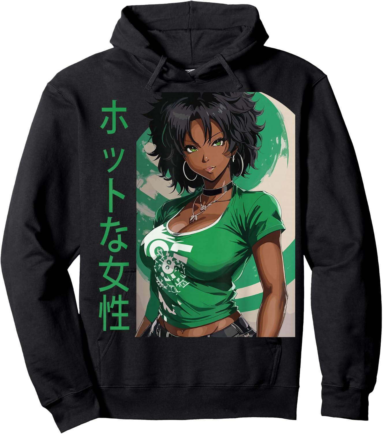Black Anime Girl Kawaii Waifu Aesthetic Japanese Woman Hoodie - Hoodie | Black