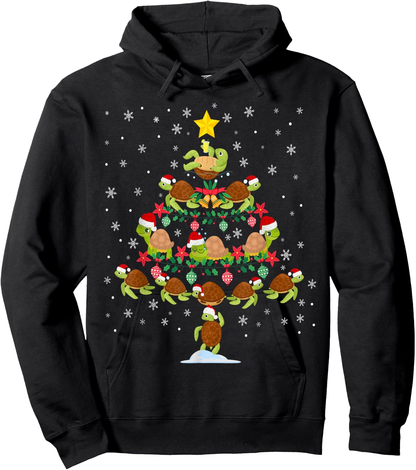 Sea Turtle Tortoise Christmas Tree Hoodie - Hoodie | Black