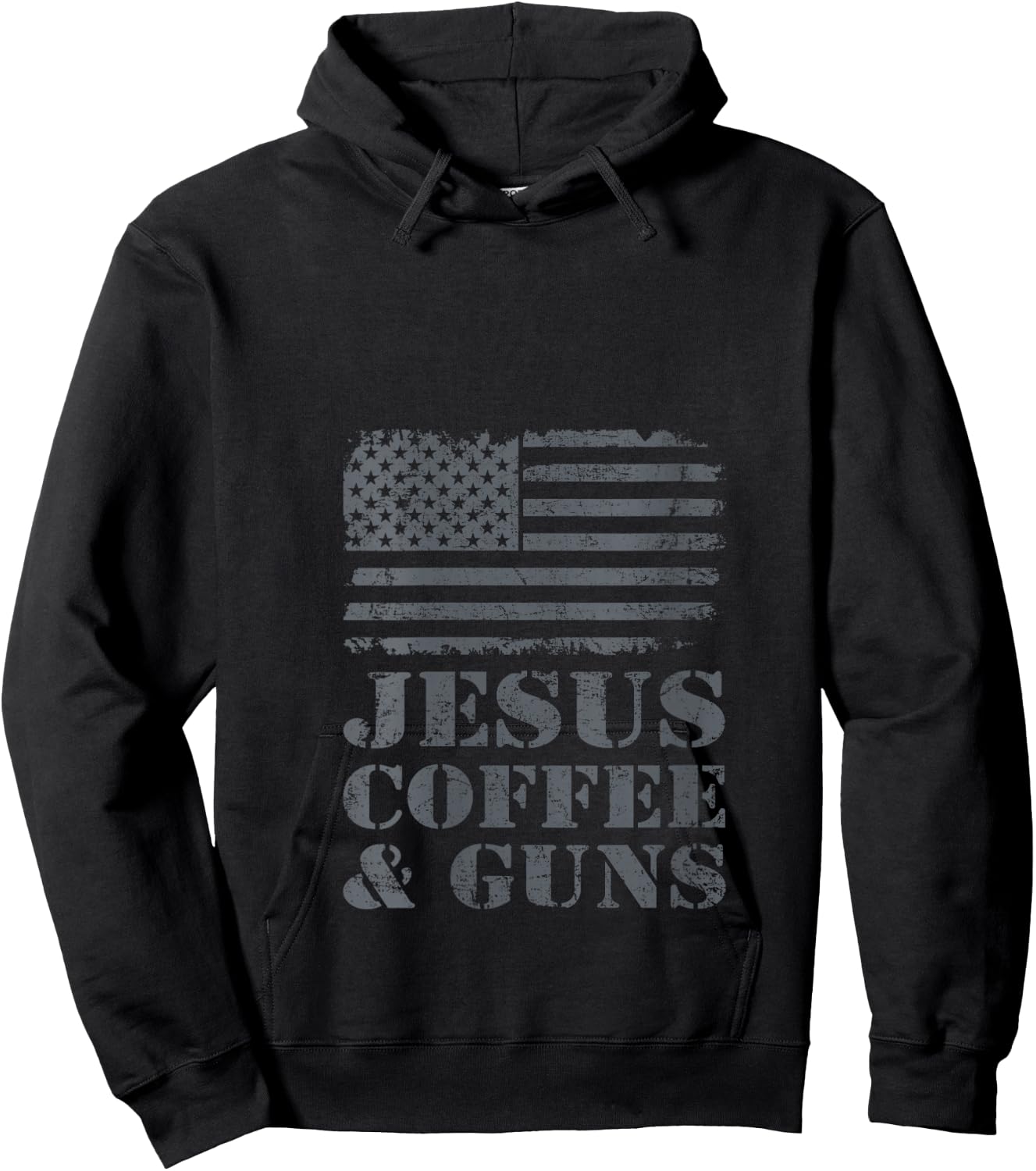Jesus Coffee & Guns - Funny Christian Pro Gun USA Flag V-Neck Hoodie - Hoodie | Black