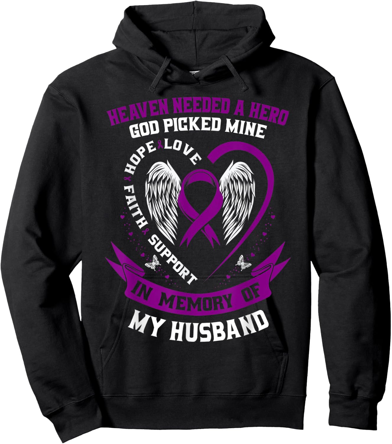 Purple In Memory of Husband Pancreatic Cancer Awareness Gift Hoodie - Hoodie | Black