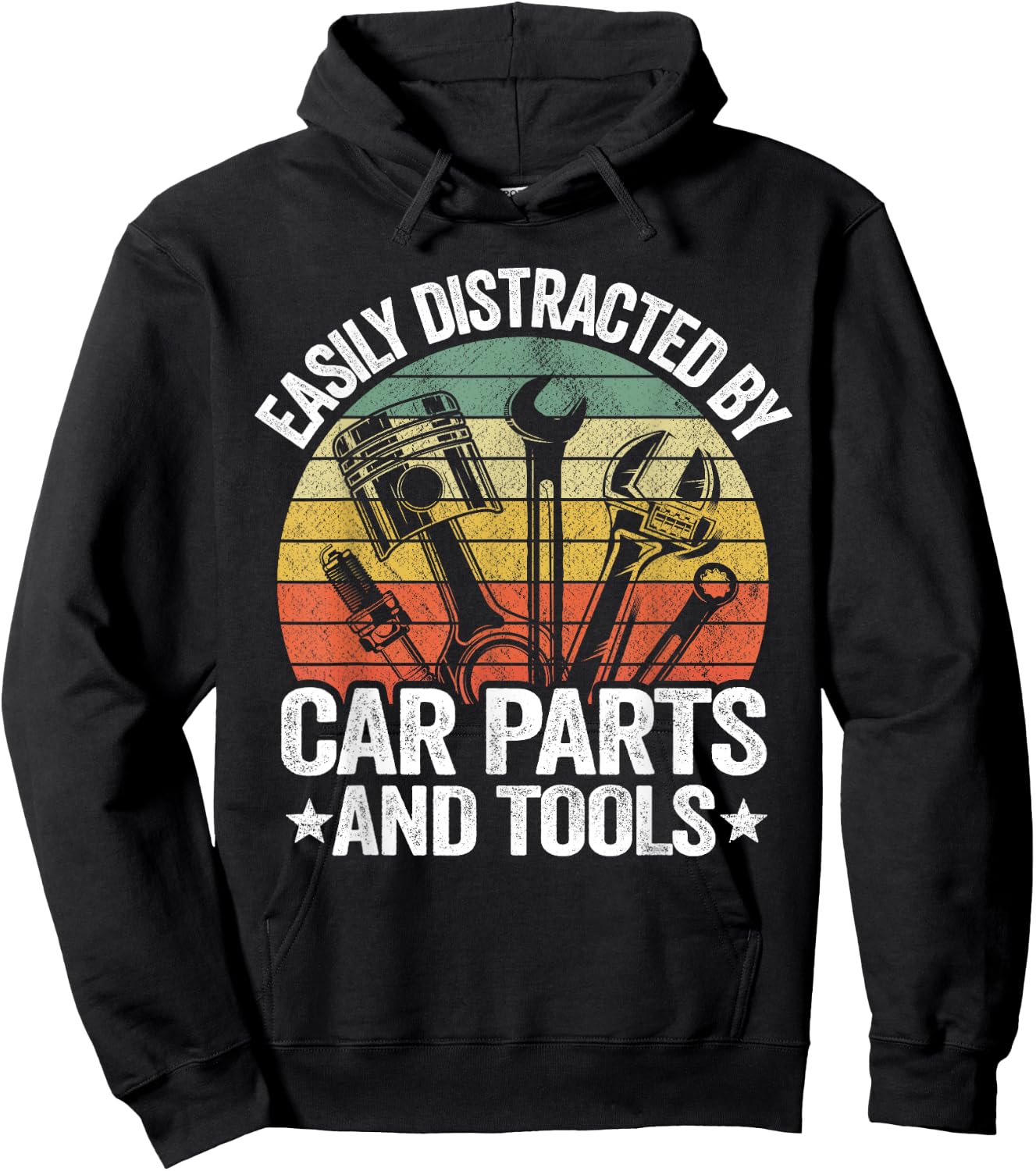Easily Distracted By Car Parts And Tools Race Funny Mechanic Hoodie - Hoodie | Black
