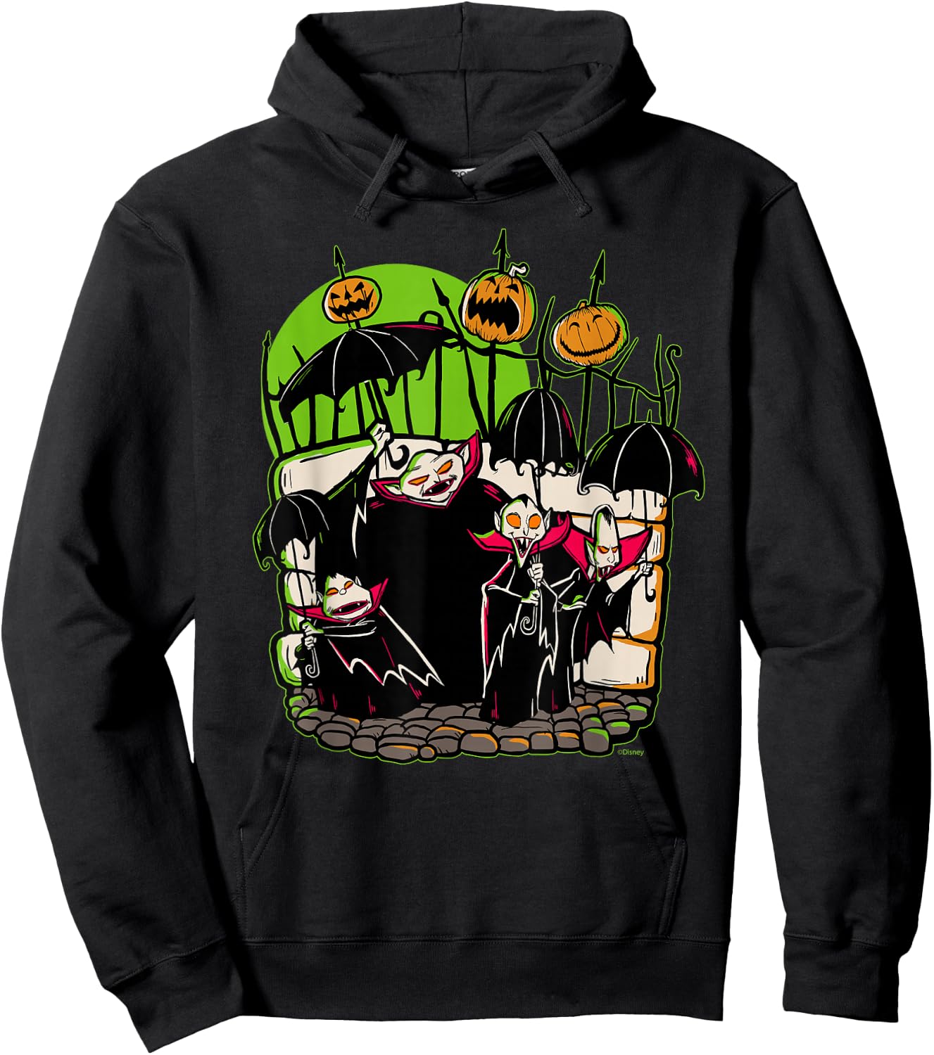 Disney 100 Nightmare Before Christmas Halloween Vampires Hoodie - Hoodie | Black