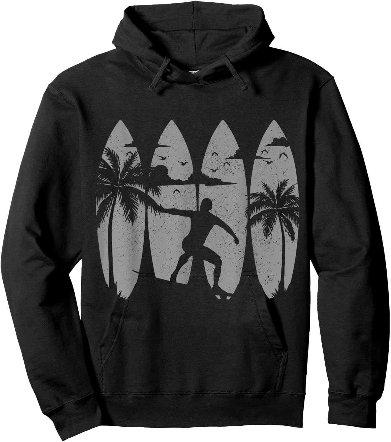 Surfer Surfboard Vintage Surfing Beach Summer Surf Men Women Girls Kids Hoodie - Hoodie | Black