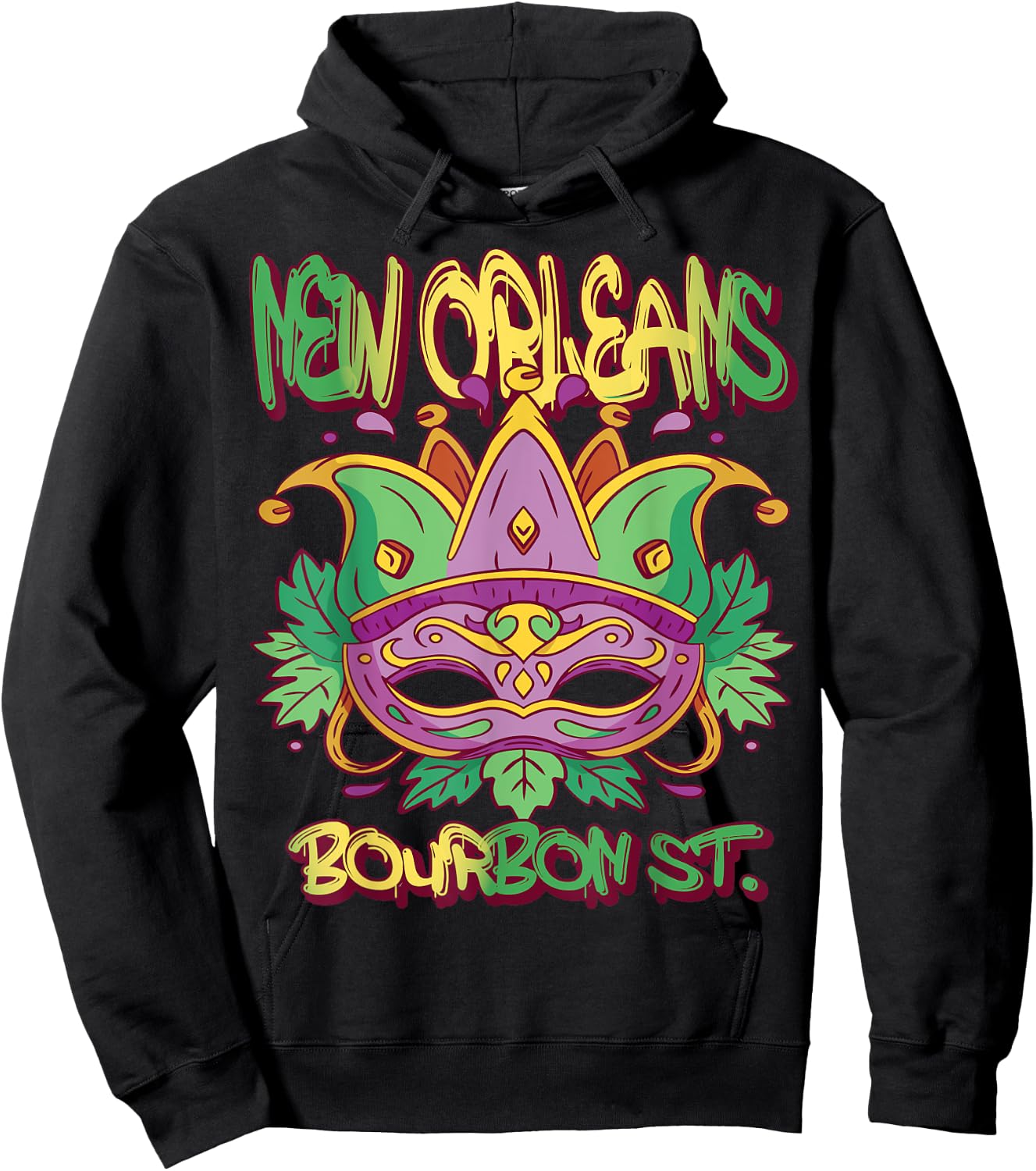 French New Orleans Mardi Gras Bourbon Street Souvenir Hoodie - Hoodie | Black